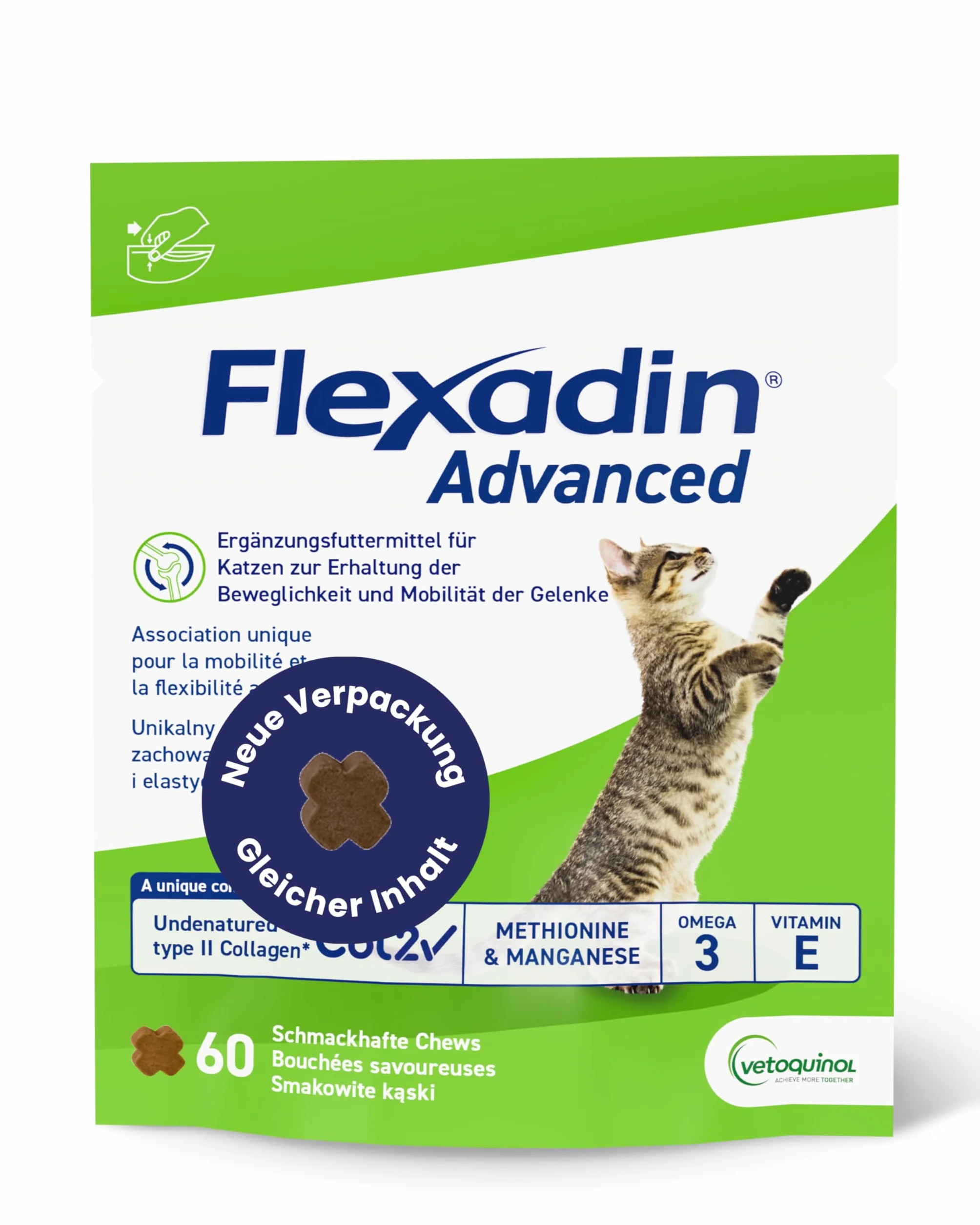 FLEXADIN ADVANCED® Chat 60 friandises articulaires Collagène non dénaturé type II