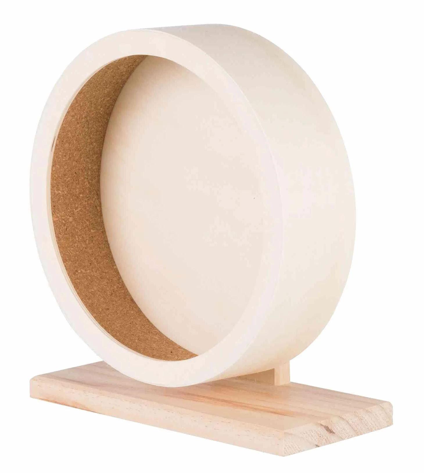 TRIXIE Roue d'exercice en bois 21 cm non traitée surface de course fermée revêtement en liège roulement à billes 20,8 x 24 x 10,1 cm