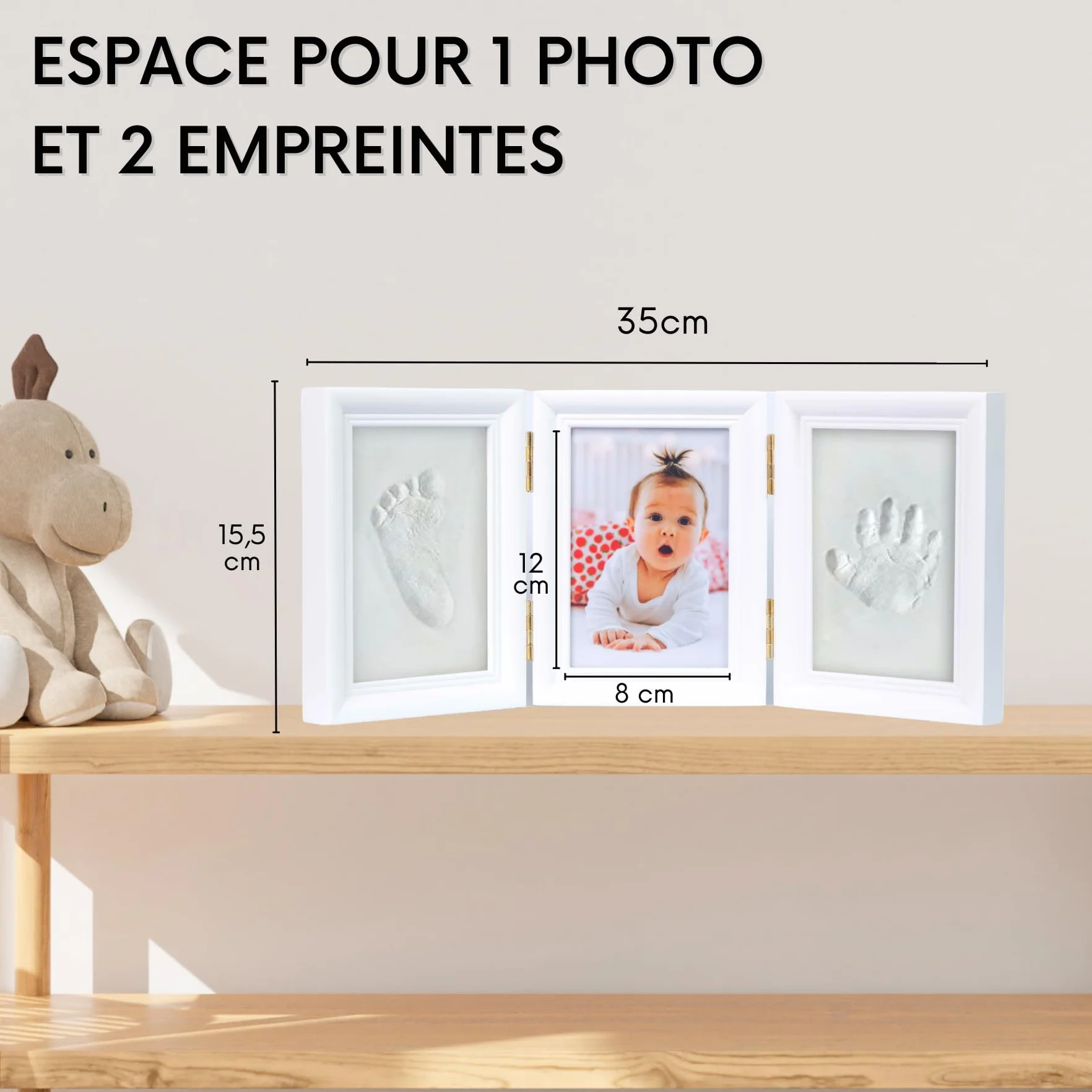 HuBorns Cadre Empreinte Main Pied Bebe Kit Argile Anti-fissuration Cadeau Naissance