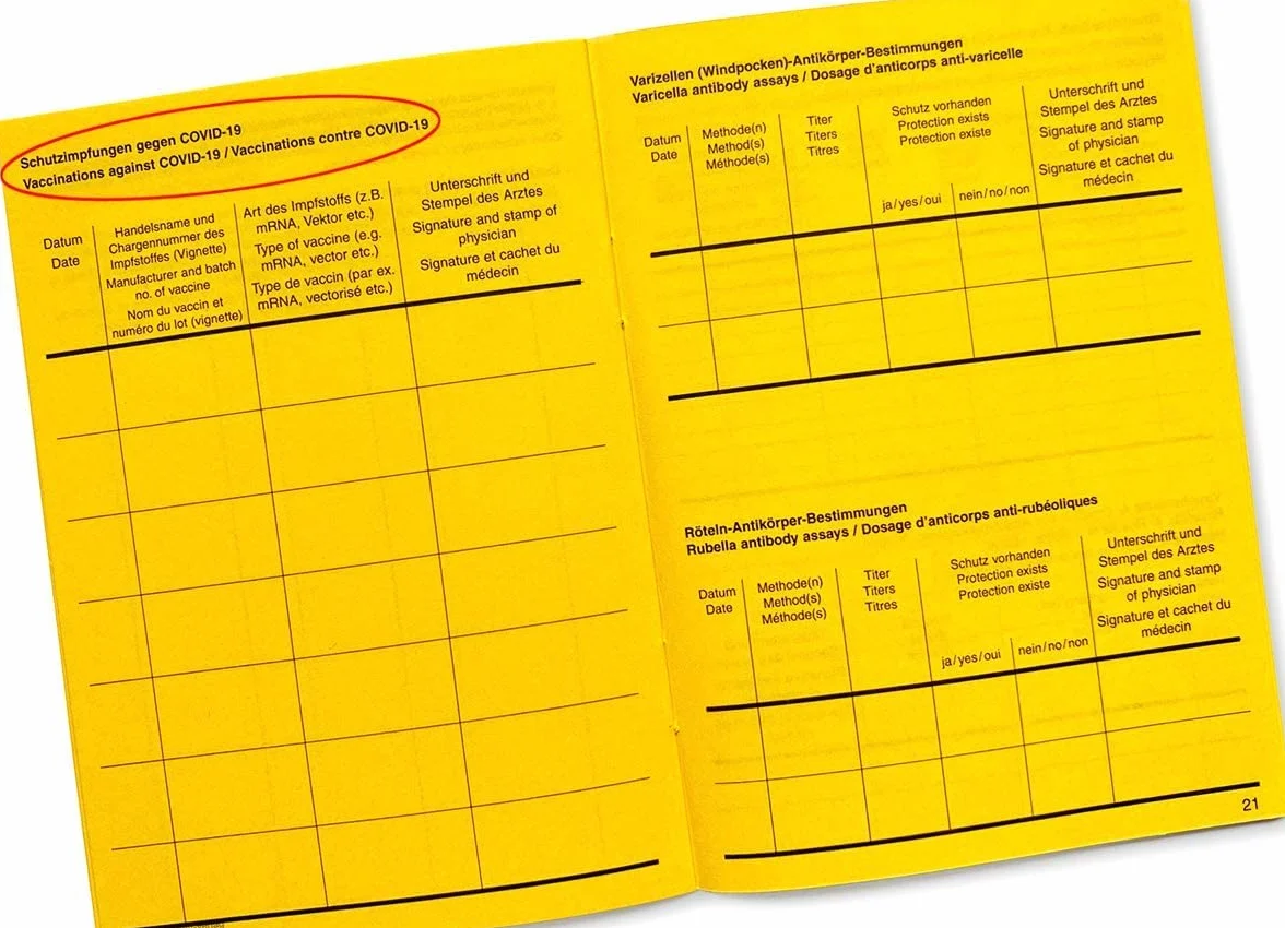 Passeport Vaccinal International avec Porte-carte et Étui Protection Transparent (Allemand, Anglais, Français)