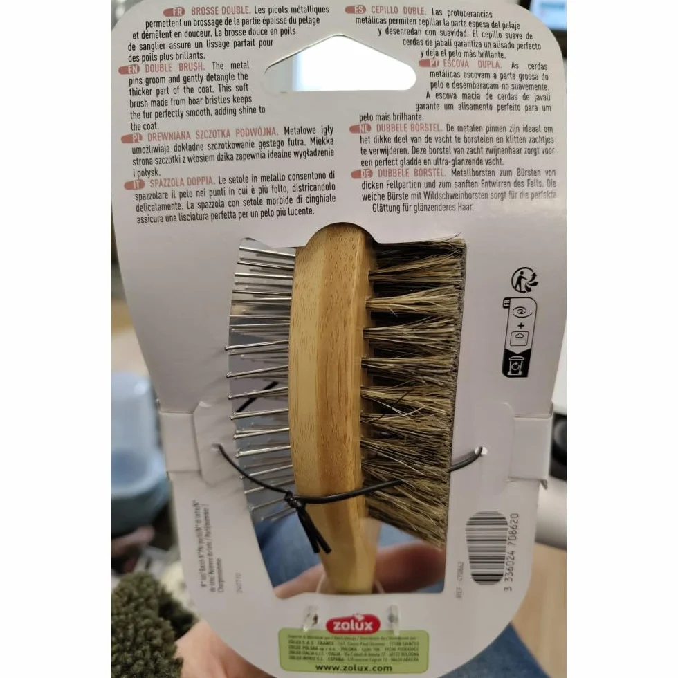 Zolux Brosse Double 24.5 cm pour Chien à Poils Longs