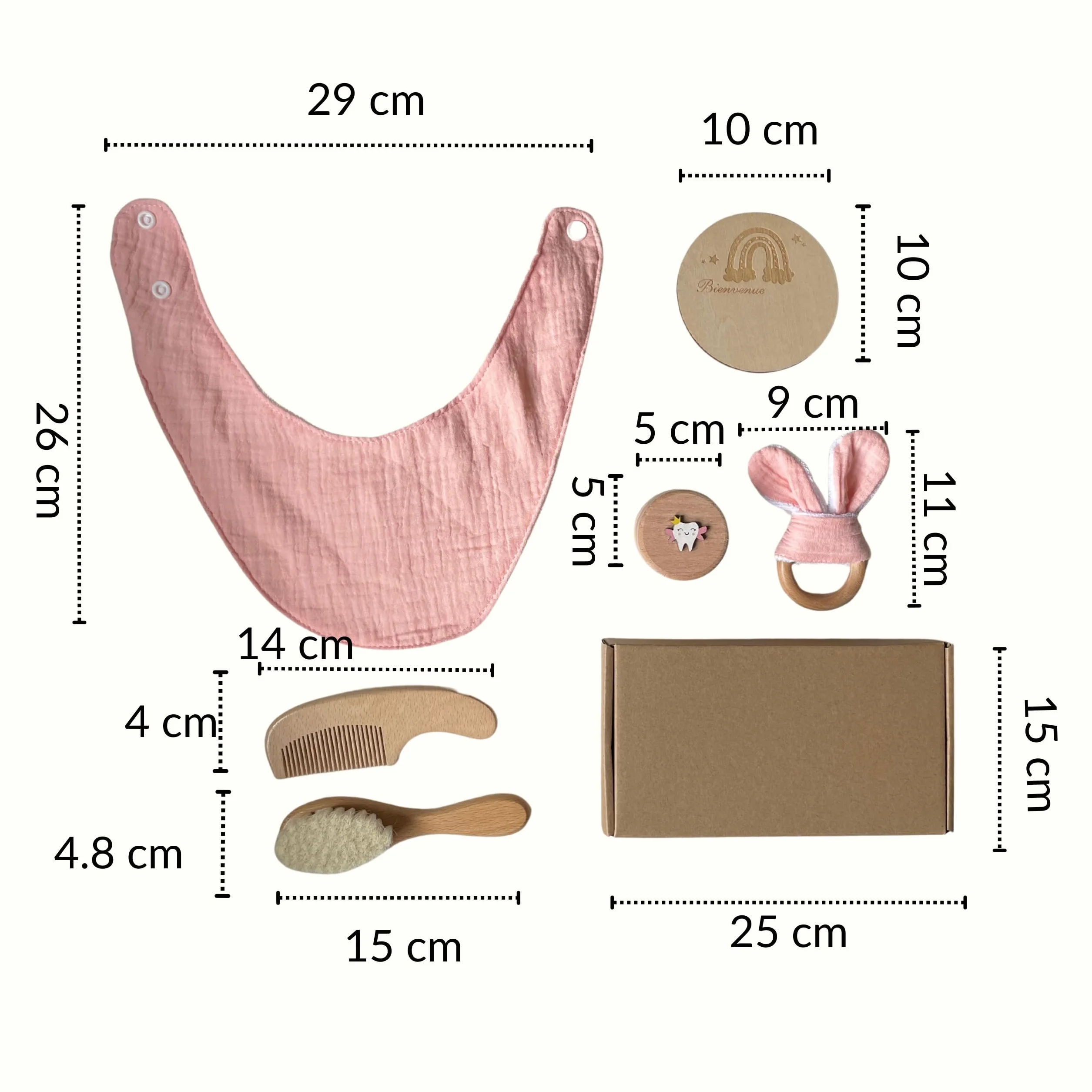 Coffret de Naissance Personnalisé Cadeau Bébé Fille Garçon Boîte Souvenir Prénom Gravé Rose