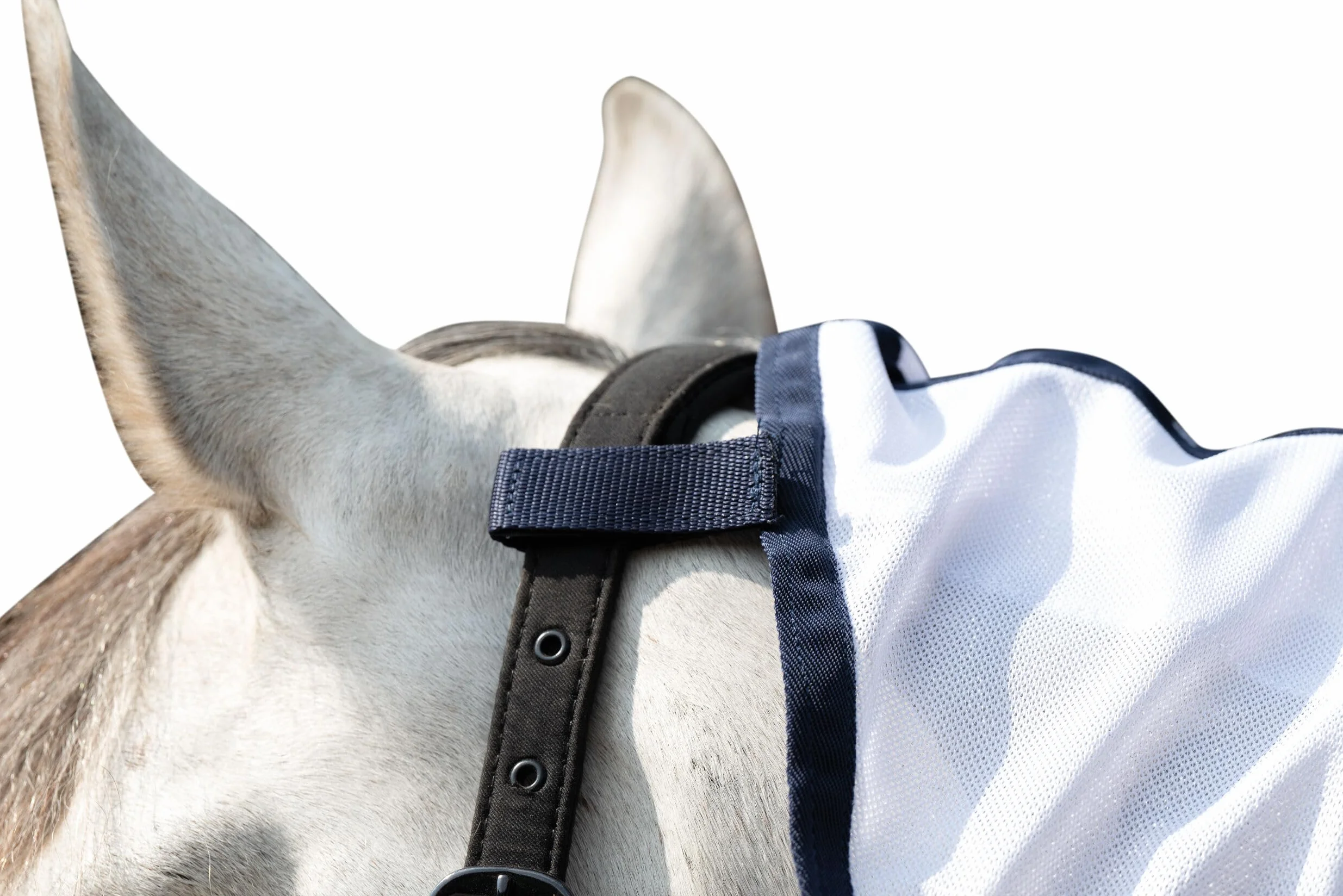HKM Strong Couverture anti mouches avec collier Bleu/Blanc/Gris 145