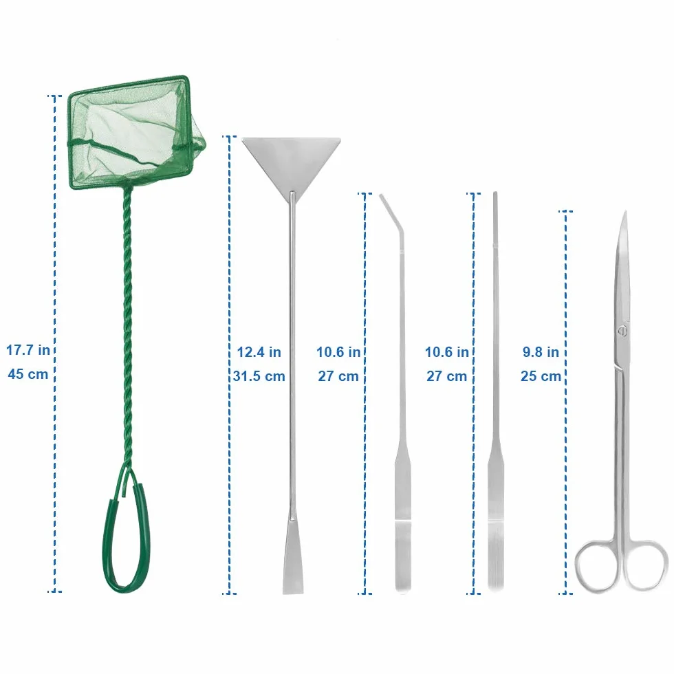 SlowTon Aquarium Tool Set 5-en-1 Pince en Acier Inoxydable