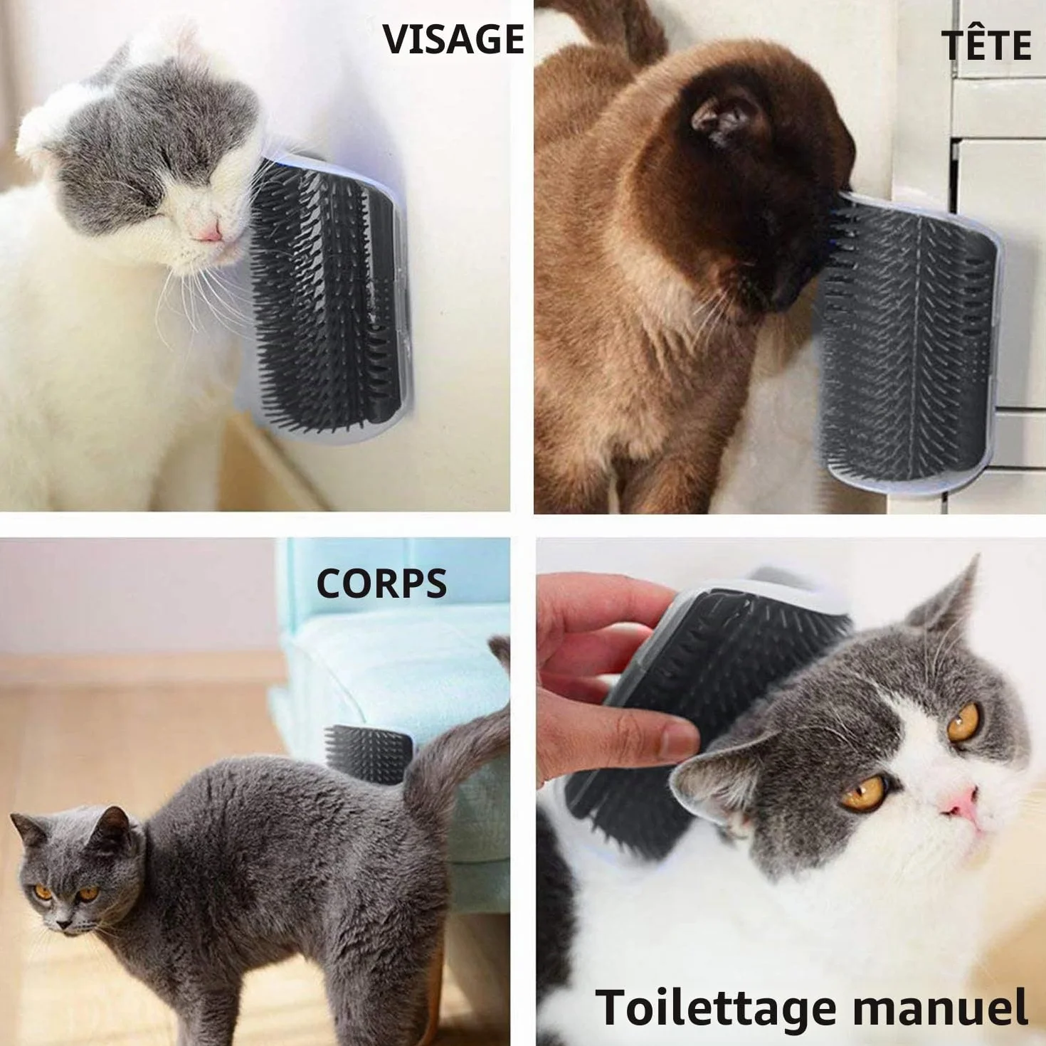 Auto Toiletteur pour Chat 3.0 Plus Doux avec Herbe, Brosse de Massage Mural, Self Groomer, 1 Paquet