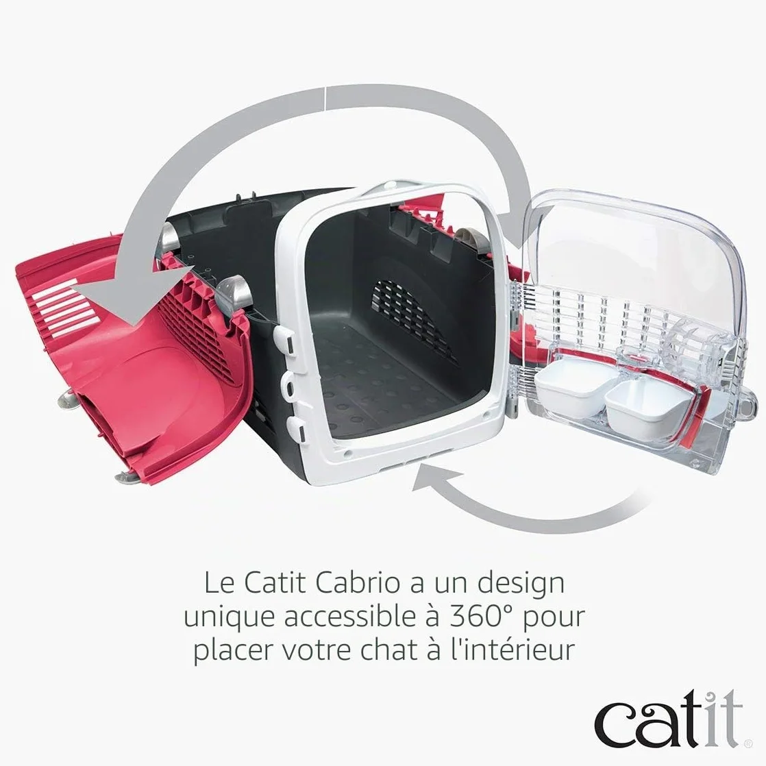 Catit Cage de Transport Cabrio pour Chat Rouge Cerise