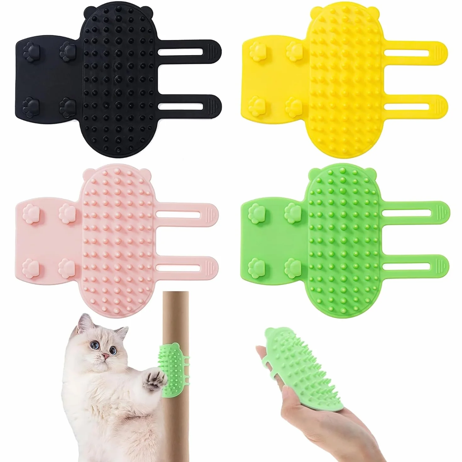 Brosse de Massage Murale Autonettoyante 4 Pcs pour Poil Chat Pieds Table Chaise
