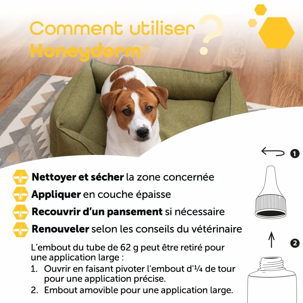 MP Labo Honeyderm Baume Réparateur 62g 70% Miel Chien Chat Acide Hyaluronique Vitamines A E Beurre Karité Aloe Vera Huile Lavande