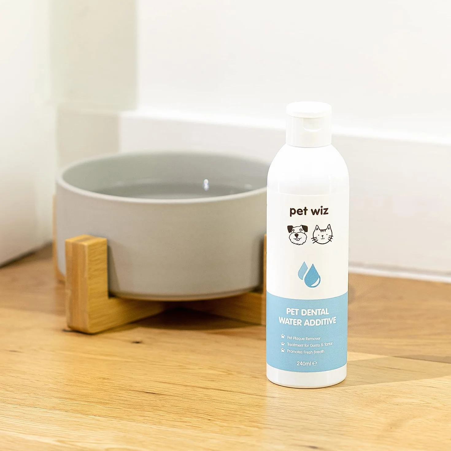 Additif d'eau Dentaire pour Chiens et Chats 240 ML Combat Mauvaise haleine Plaque Dentaire Tartre Gencives saines