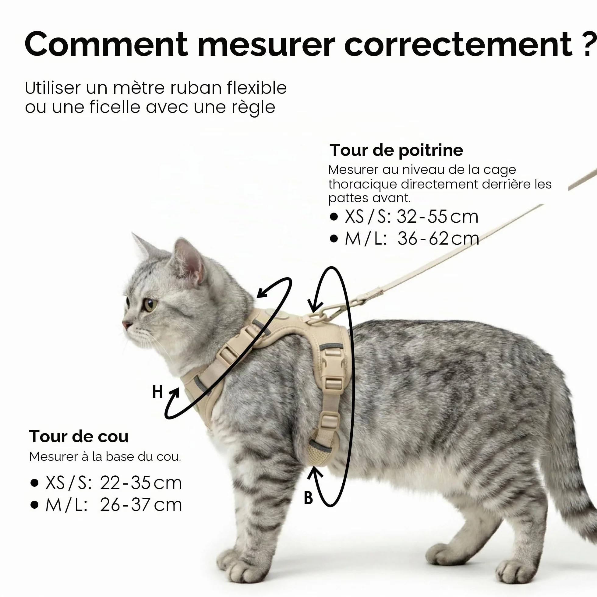 LucyBalu® Explorer Harnais Anti-Fugue Chat Laisse AirTag Léopard M/L