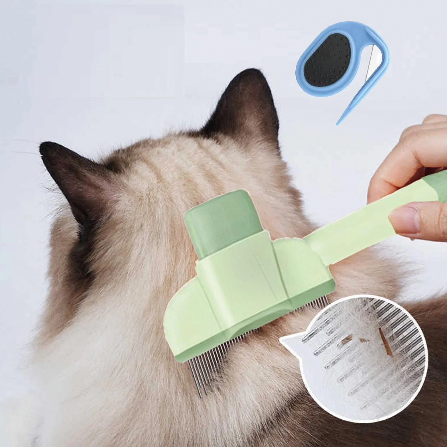 Lot de 2 Peignes pour Chats Autonettoyants Brosse Multifonction Anti-Puces