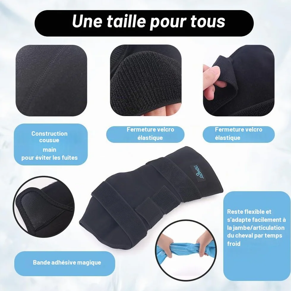 NEWGO Guêtres froides cheval maintien ferme - 2 blocs de refroidissement amovibles bandage lavables