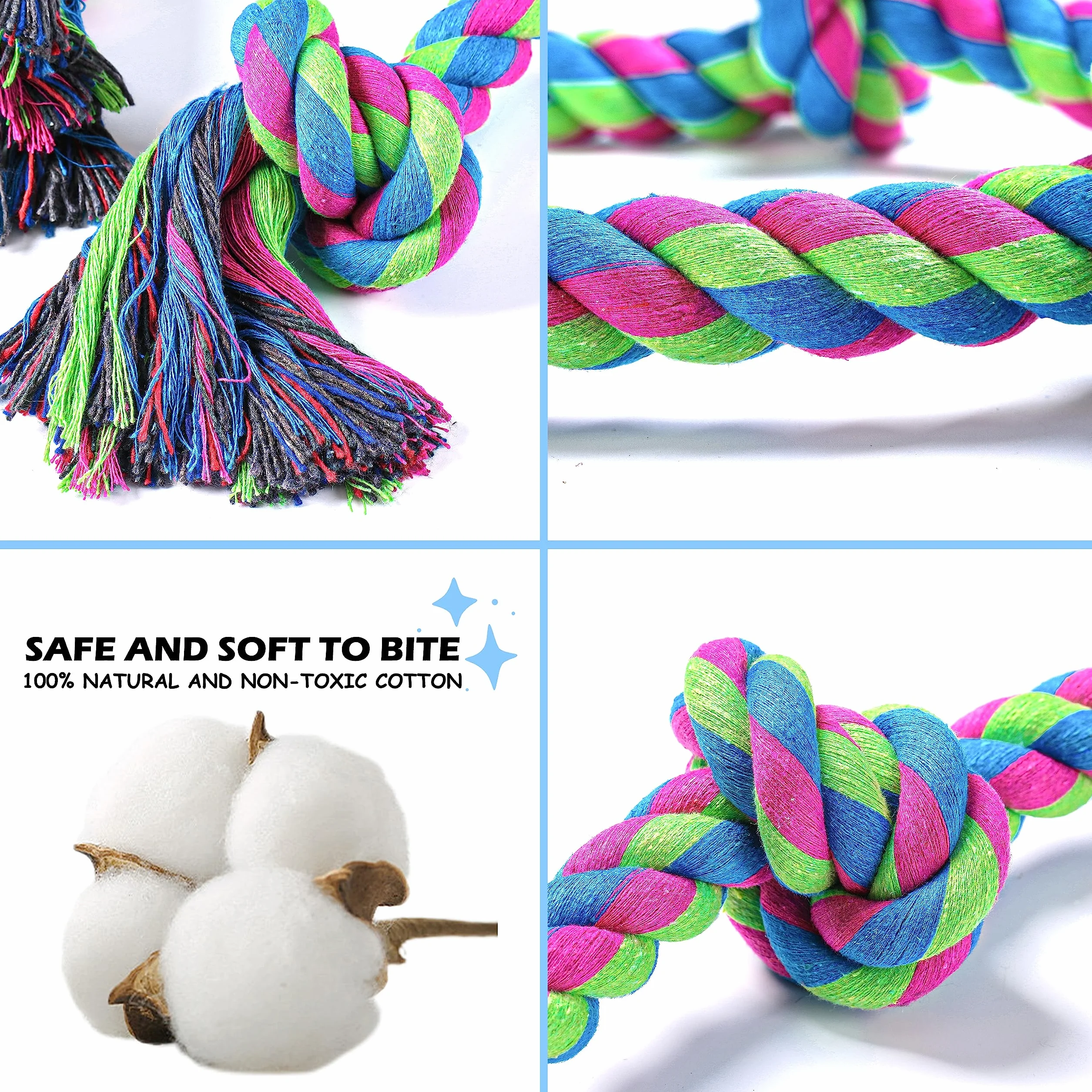Jouet Chien Indestructible 95 cm Corde à 5 Nœuds 100% Coton pour Gros Chiens