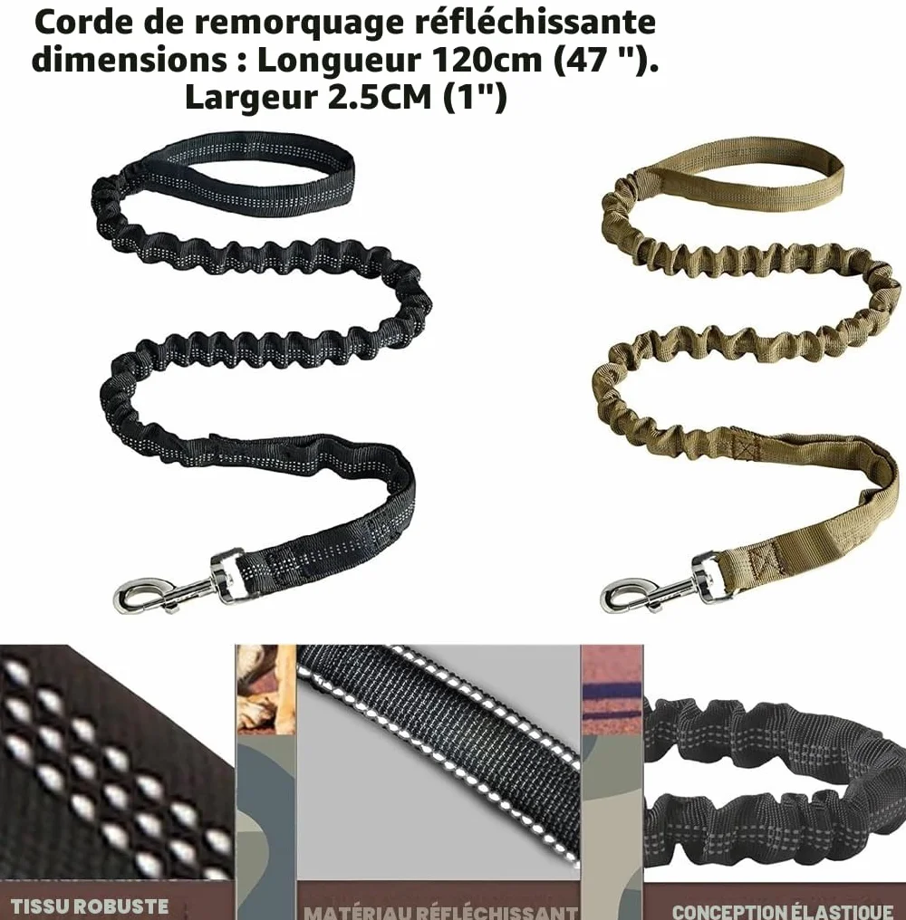 Harnais Tactique pour Chat réglable avec emblèmes brodés, Respirant Anti-échapper Corde de Traction réfléchissante Kaki