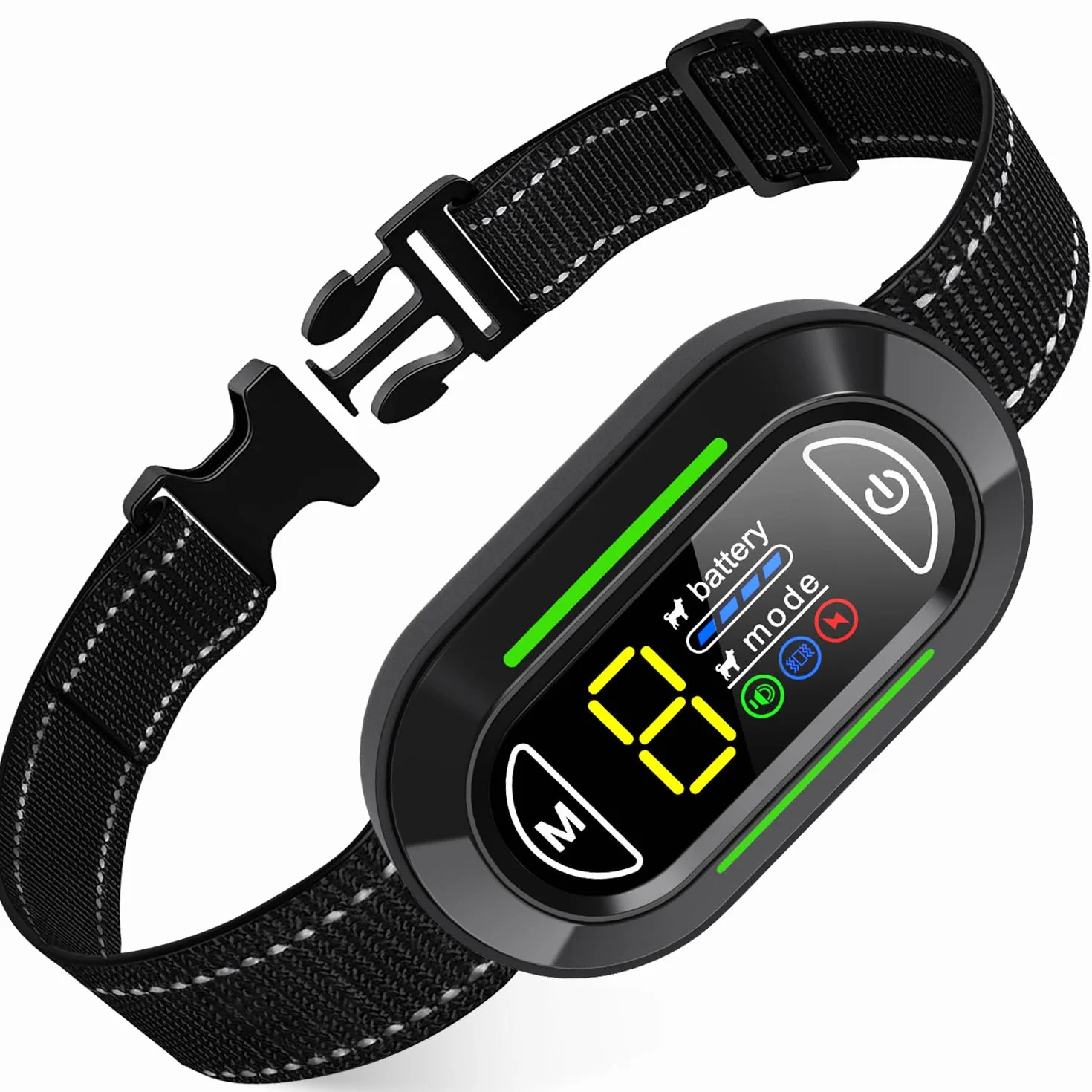 Collier Anti Aboiement Chien Rechargeable IP67 4 Modes Son Vibration Choc Electrique Réglable 5 Niveaux Sensibilité Noir