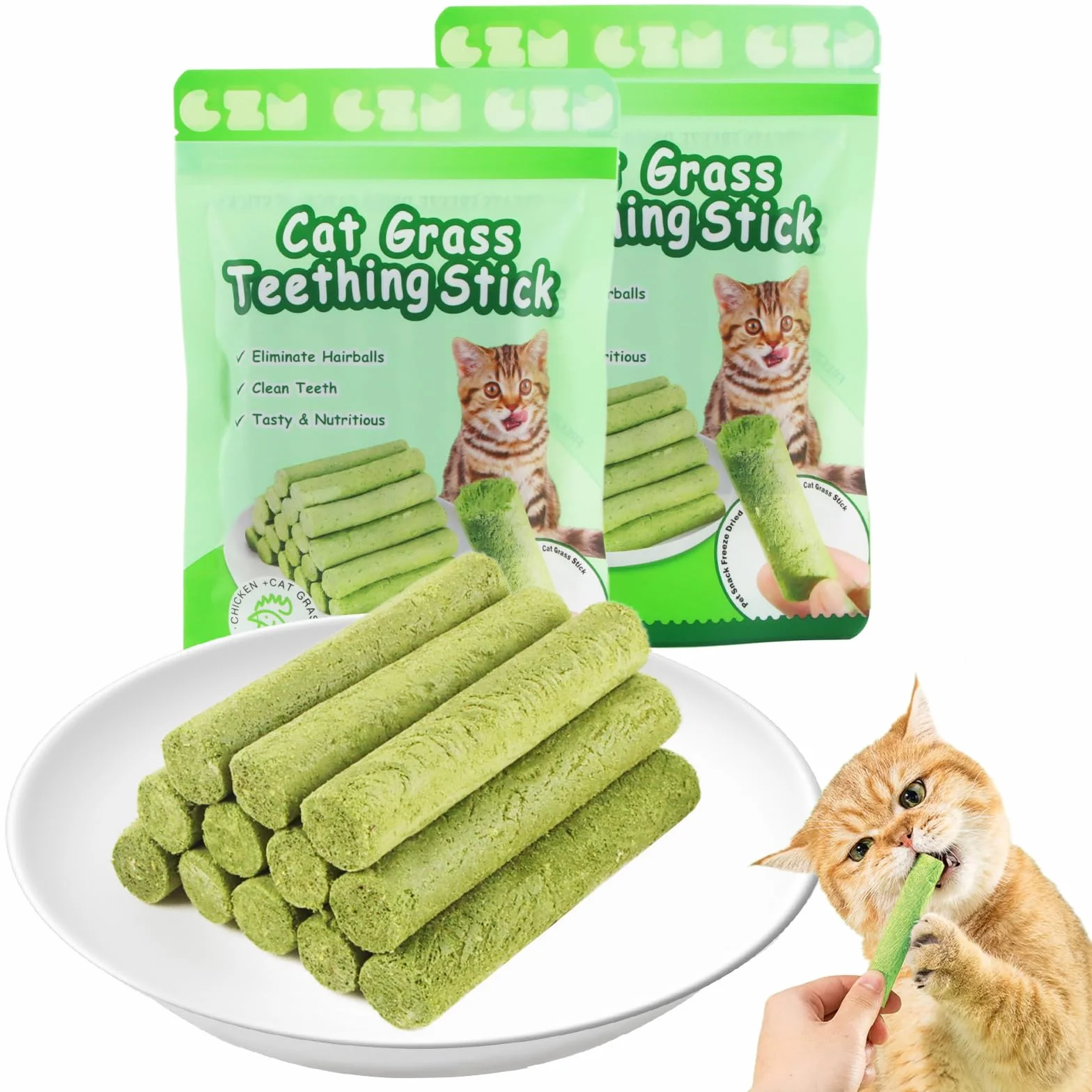Bâton d'herbe à Chat 12 Pcs Fabriqué à Partir d'herbe à Chat Ingrédients Naturels Améliore la Digestion