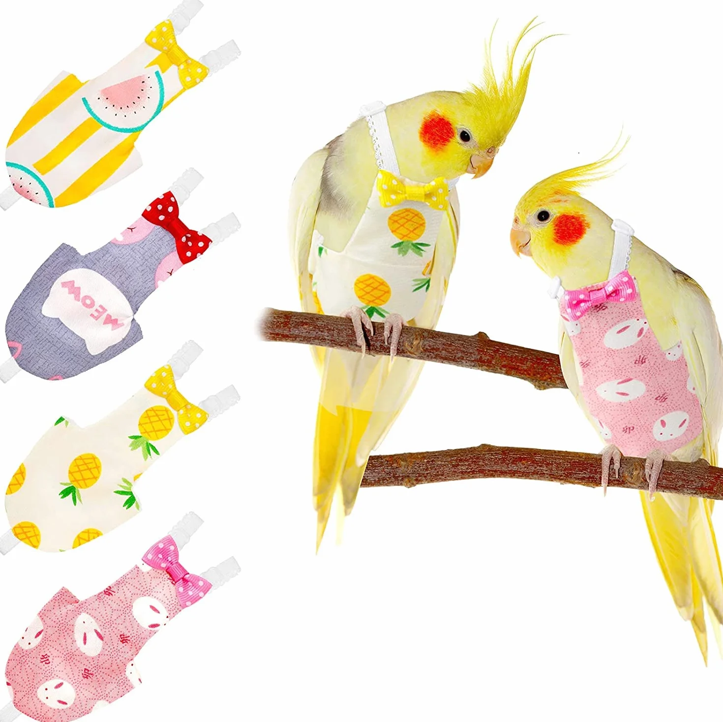Namvo Lot de 4 Couches pour Oiseaux Lavables Réutilisables Imperméable
