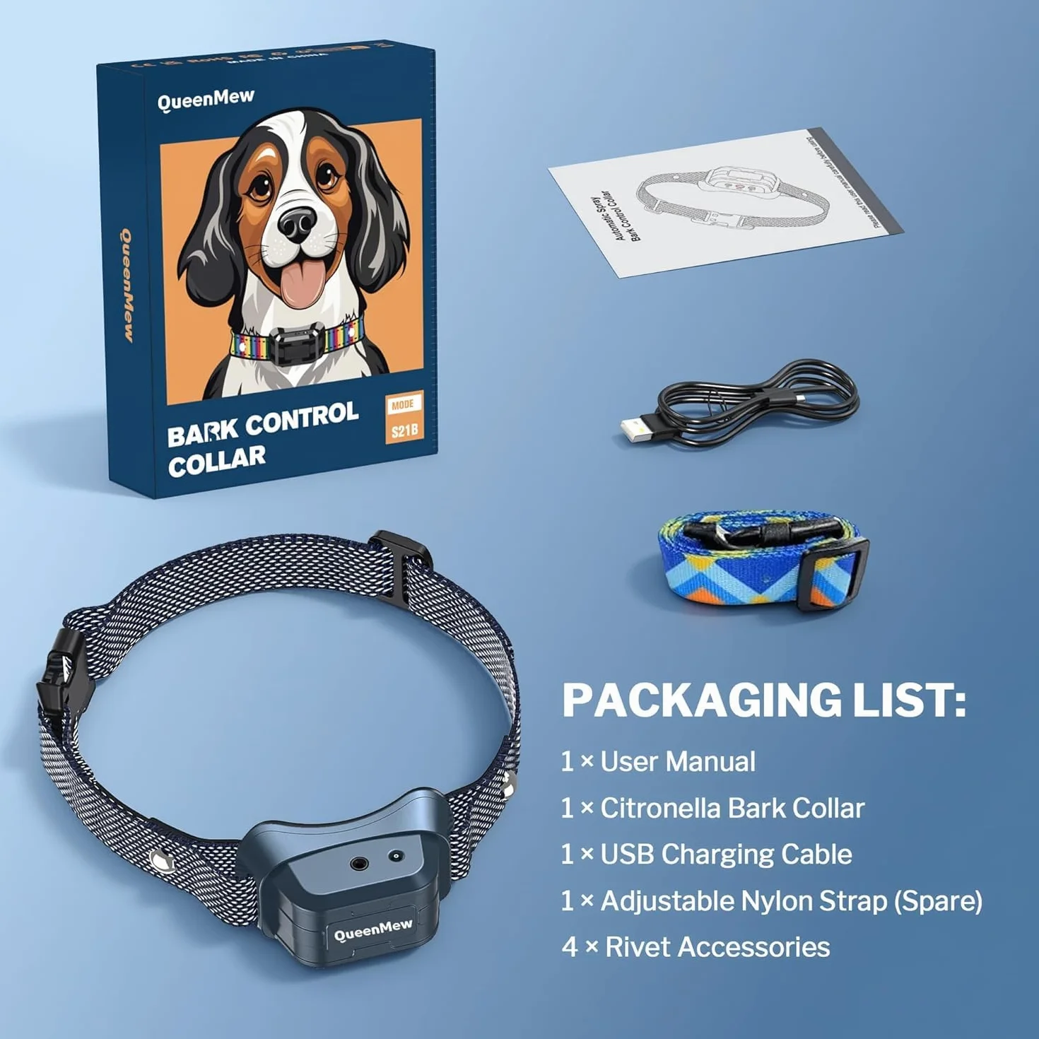 Collier Anti Aboiement Chien Citronnelle Spray, 2 Modes Réglables, Rechargeable Étanche