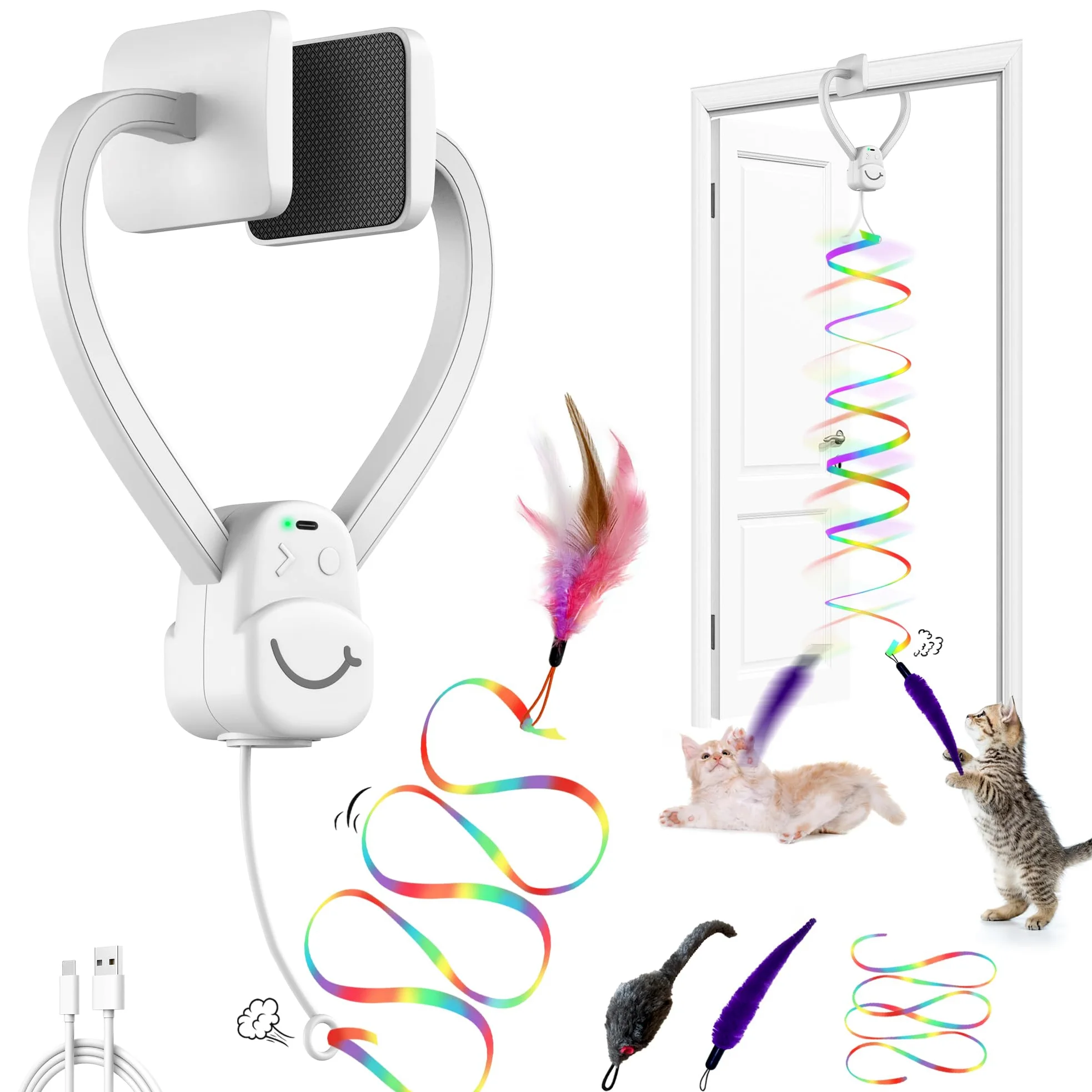 Jouets interactifs pour chats d'intérieur - Jouet électrique à suspendre automatique - Bleu