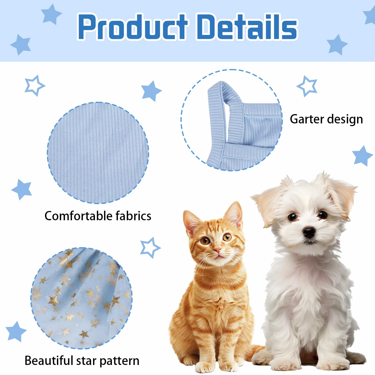 Robe tutu d'été en tulle pour chien et chat taille M bleu