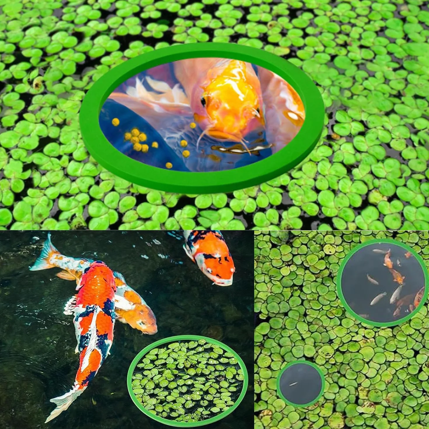 Lot de 10 Anneau Plante Flottante, Anneaux De Plantes pour Aquarium, Corral De Plantes Flottante, Anneau d'alimentation Aquarium, Rond Anneau d'alimentation pour Poisson (5 Tailles-Noir & Vert)
