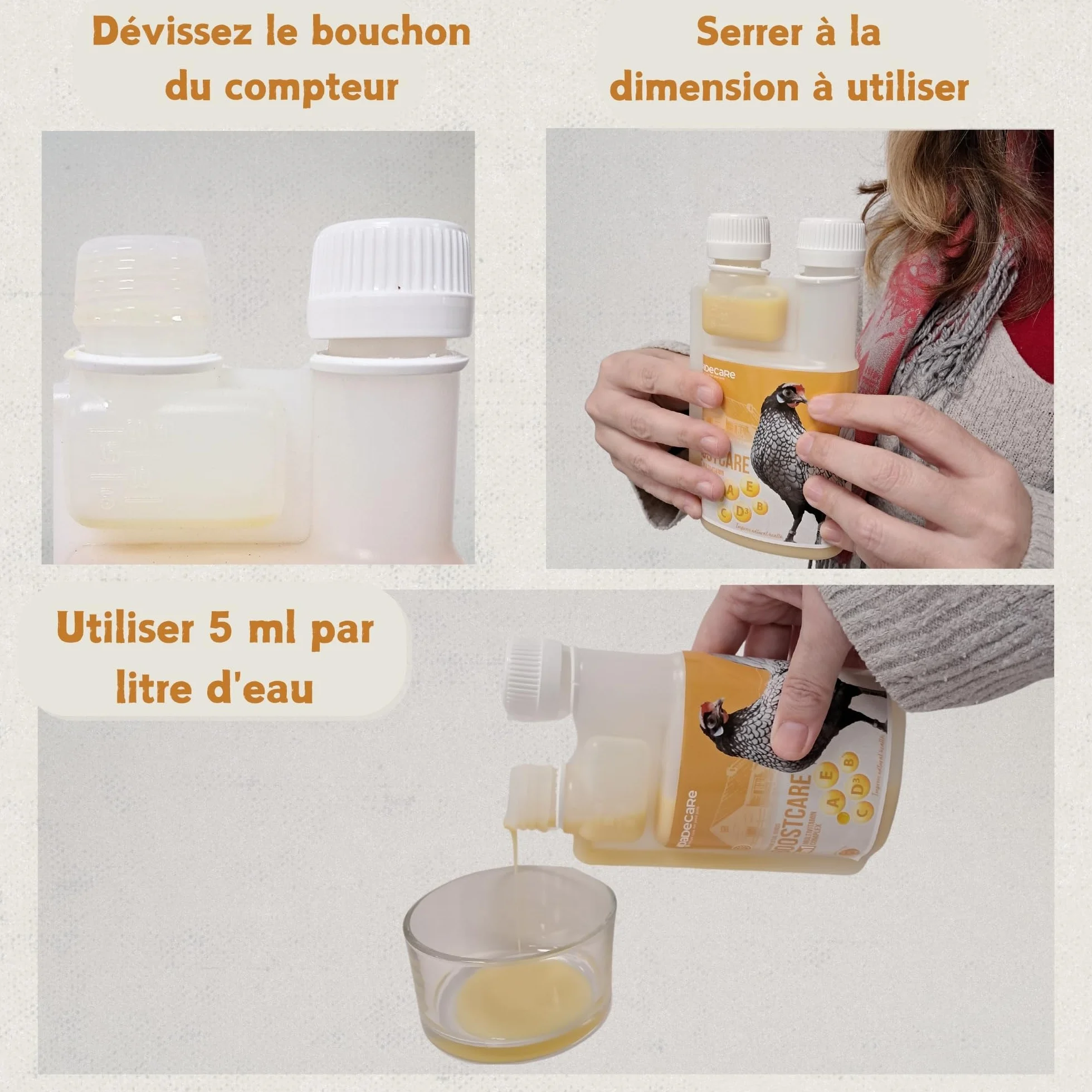 Boostcare Multivitamines 6 en 1 250 ML Oiseaux | Vitamines A-E-D-C-B | Nourriture complémentaire pour Poules, Poulets, Pigeons, Perroquets
