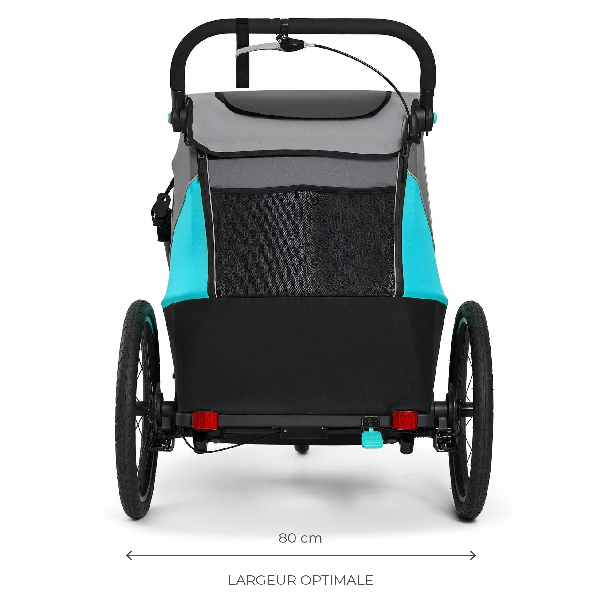 Kinderkraft NAVA 3-en-1 Remorque pour enfants Poussette Jogger Landau Remorque à vélo 2x22kg Protection pluie insectes Bleu