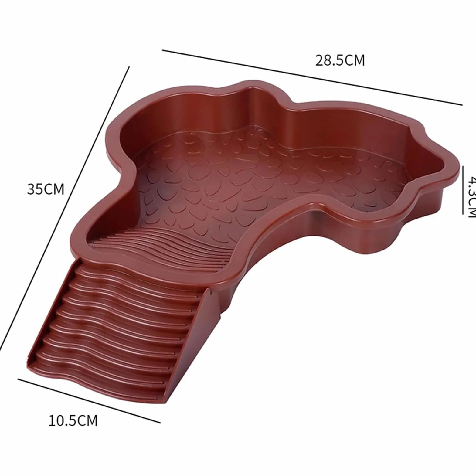 Abreuvoir Tortue Terrestre 35x28.5x4.3cm Piscine avec Rampe Détachable pour Tortues Lézards Gecko Amphibien Rouge Brun