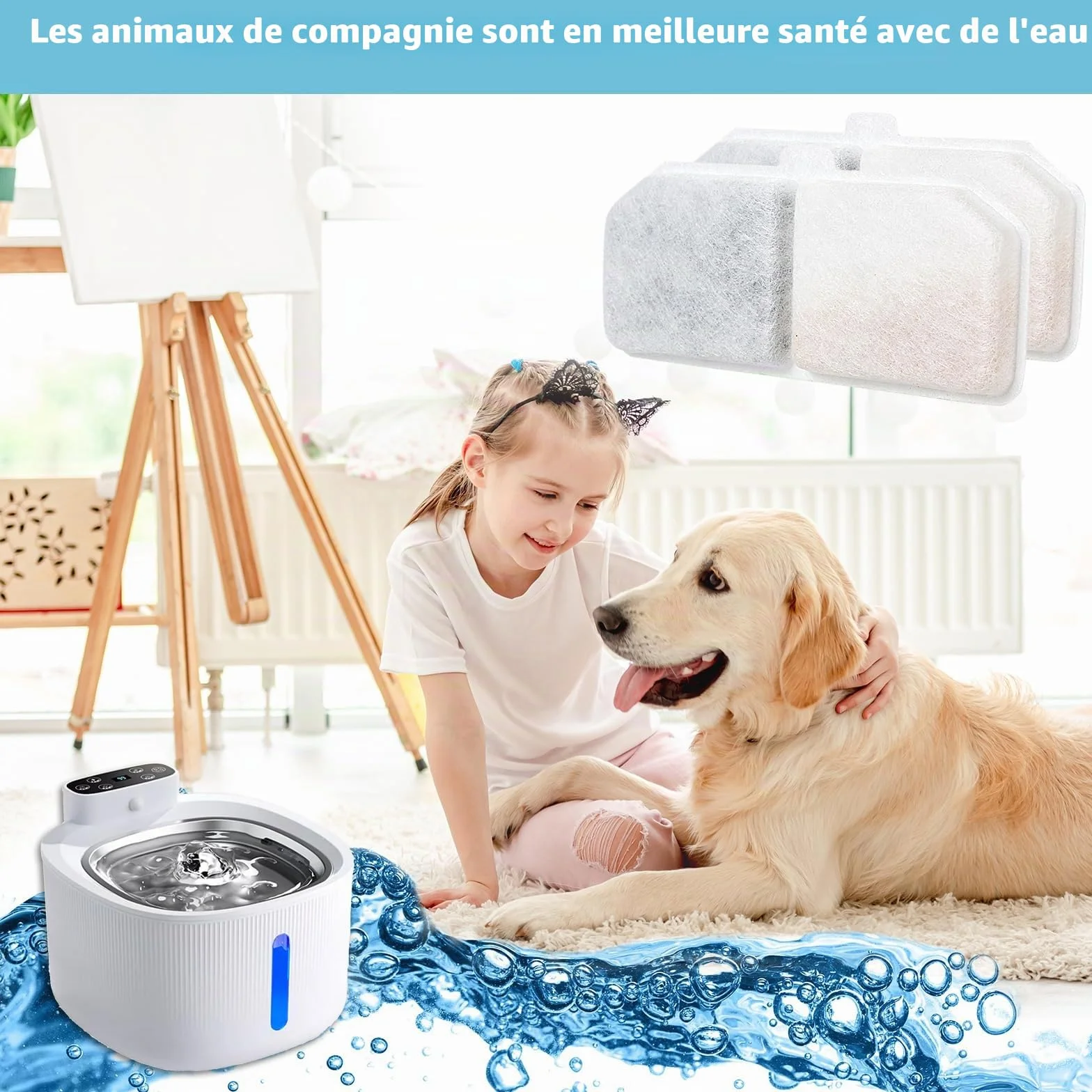 Filtre Fontaine Eau Chat Remplacement Chien Charbon Actif 12 Pcs