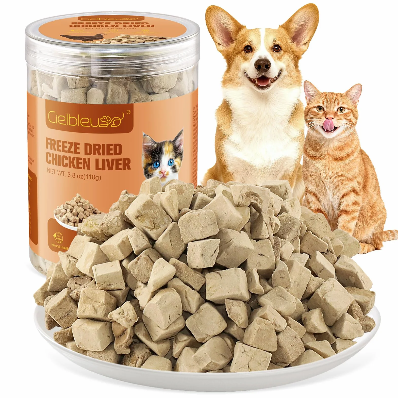 Friandises Lyophilisées pour Chats 110g 100% Foie de Poulet Riche en Protéines