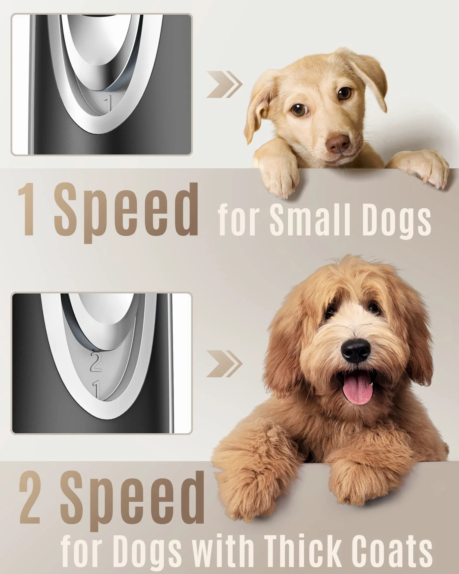oneisall Tondeuse pour chien à faible bruit, kit de toilettage silencieux à 2 vitesses rechargeable sans fil pour animaux domestiques pour petits et grands chiens, chats et animaux (argent)