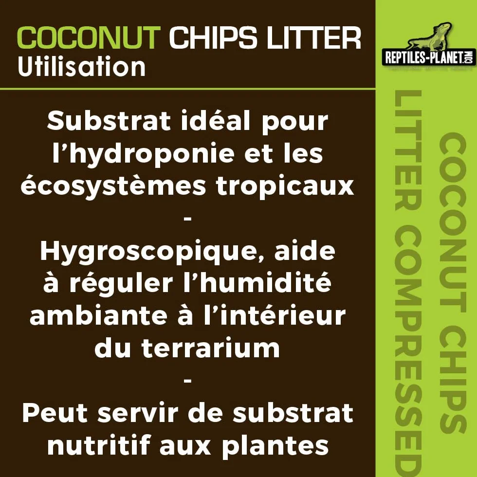 Reptiles Planet Coconut Chips Litter Substrat de Coco pour Terrarium 4,5 kg