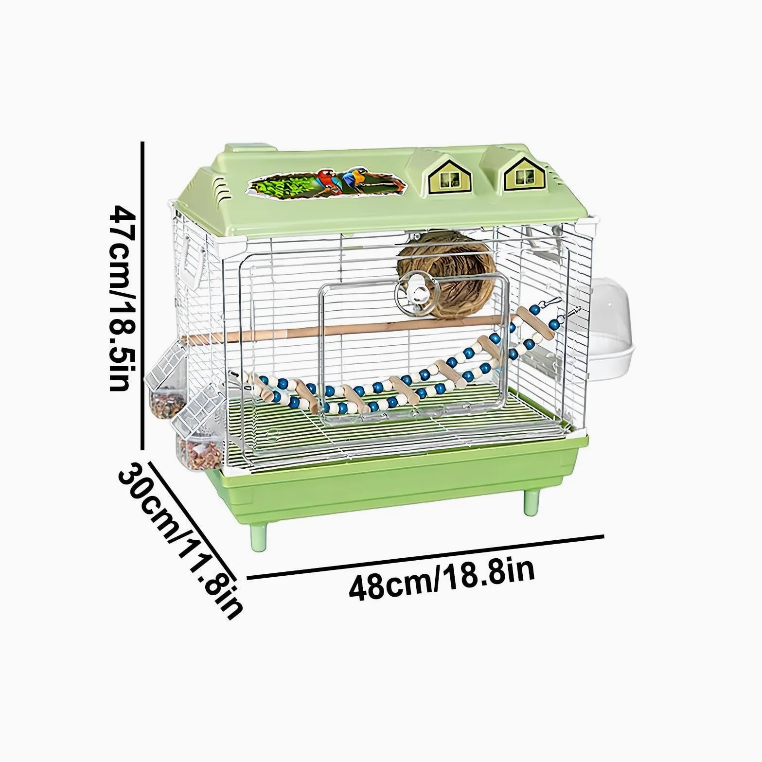 Cage pour Calopsitte Transporteur Transparent Portable pour Calopsittes | Habitat Pour Perruches Avec Perche En Bois pour Perroquets Cacatoès Aras Conures et Canaris d'Intérieur