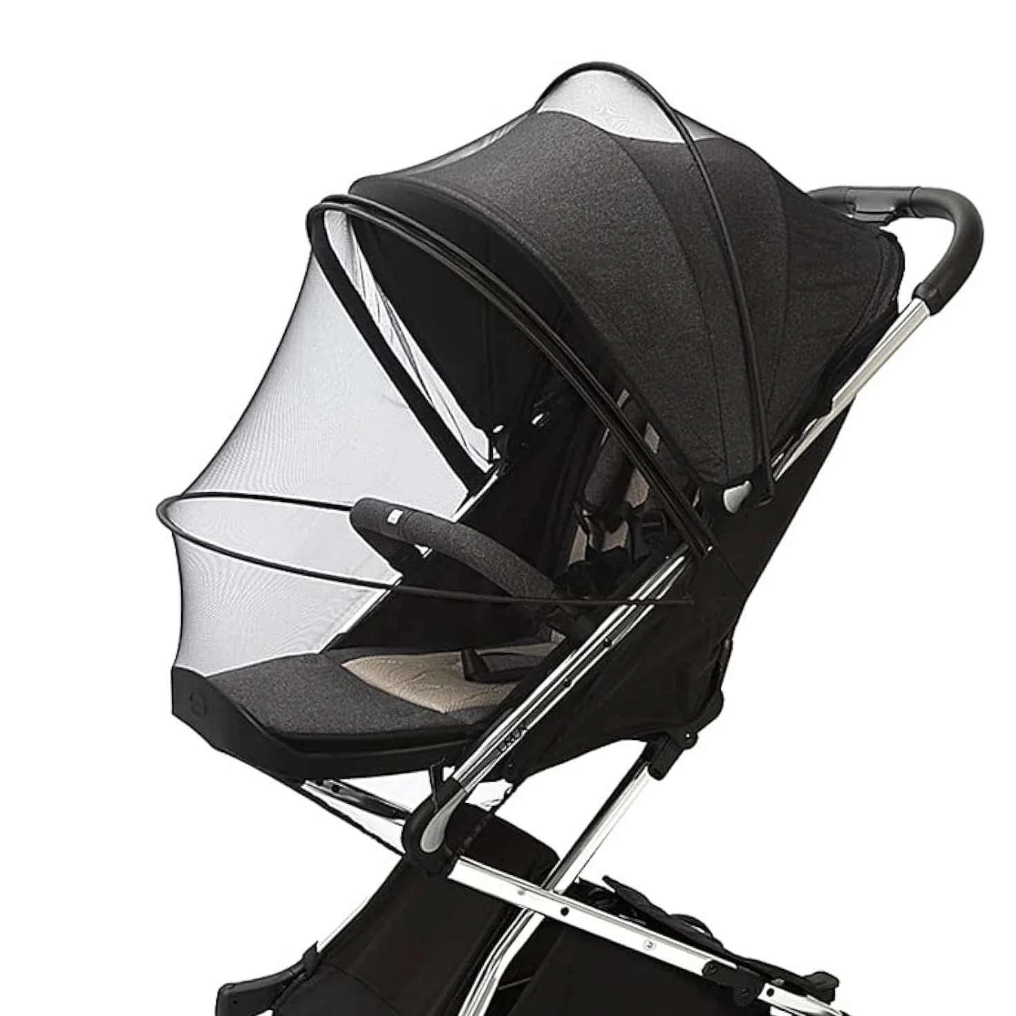 Moustiquaire Poussette Landau Universelle Double Fermeture Éclair Tiges Support Filet Anti-Insectes Résistant Déchirures Bébés Enfants Moustiques
