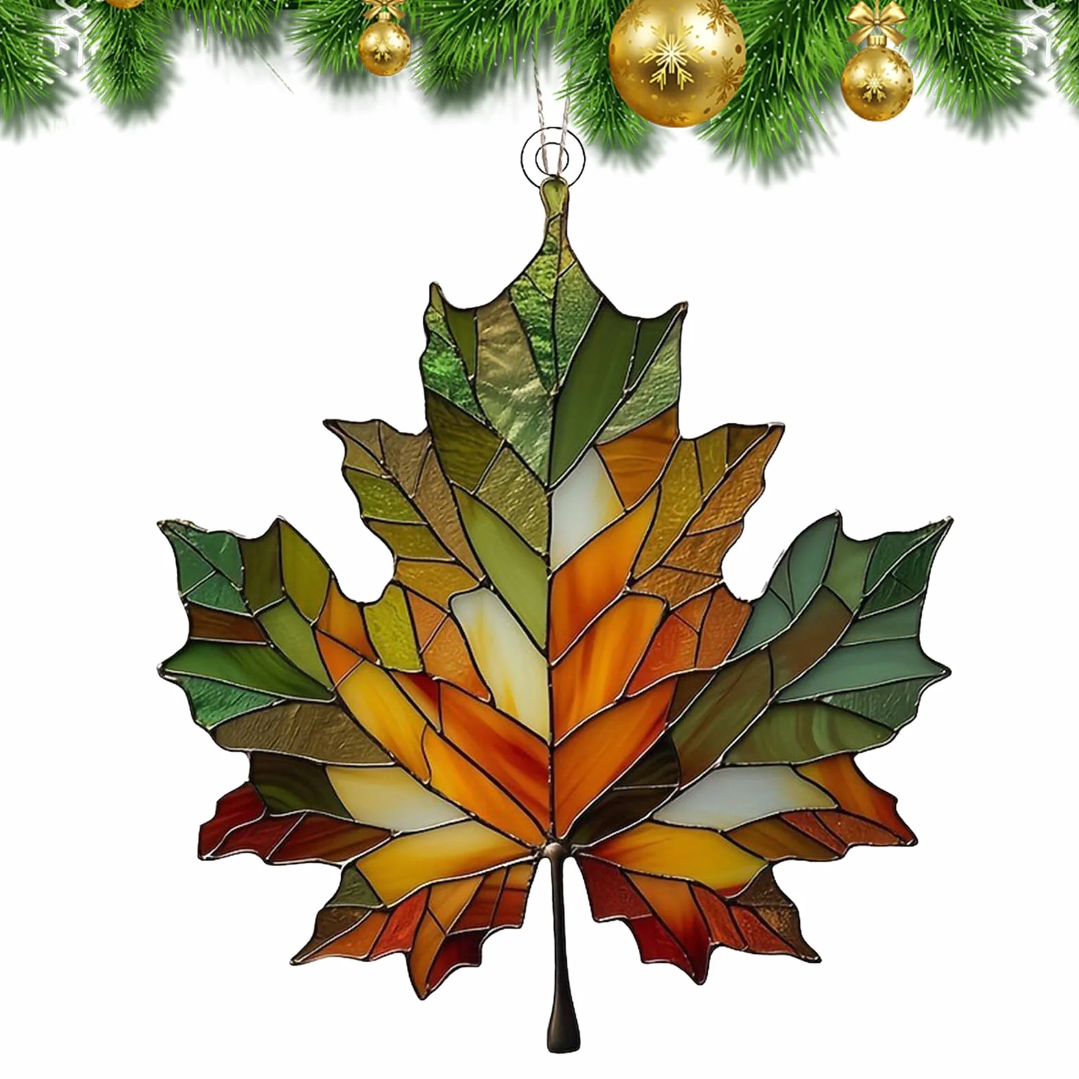 Ornements de feuilles teintées Décoration murale en feuilles d'automne acrylique