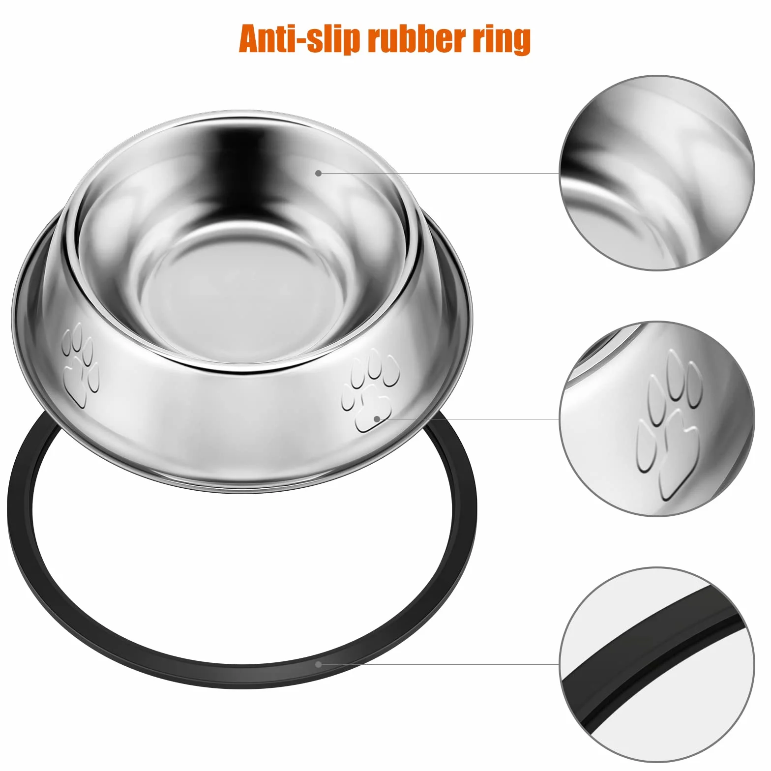 Gamelle pour Chat INOX 4 Pièces avec Jouet Bol Eau Chat