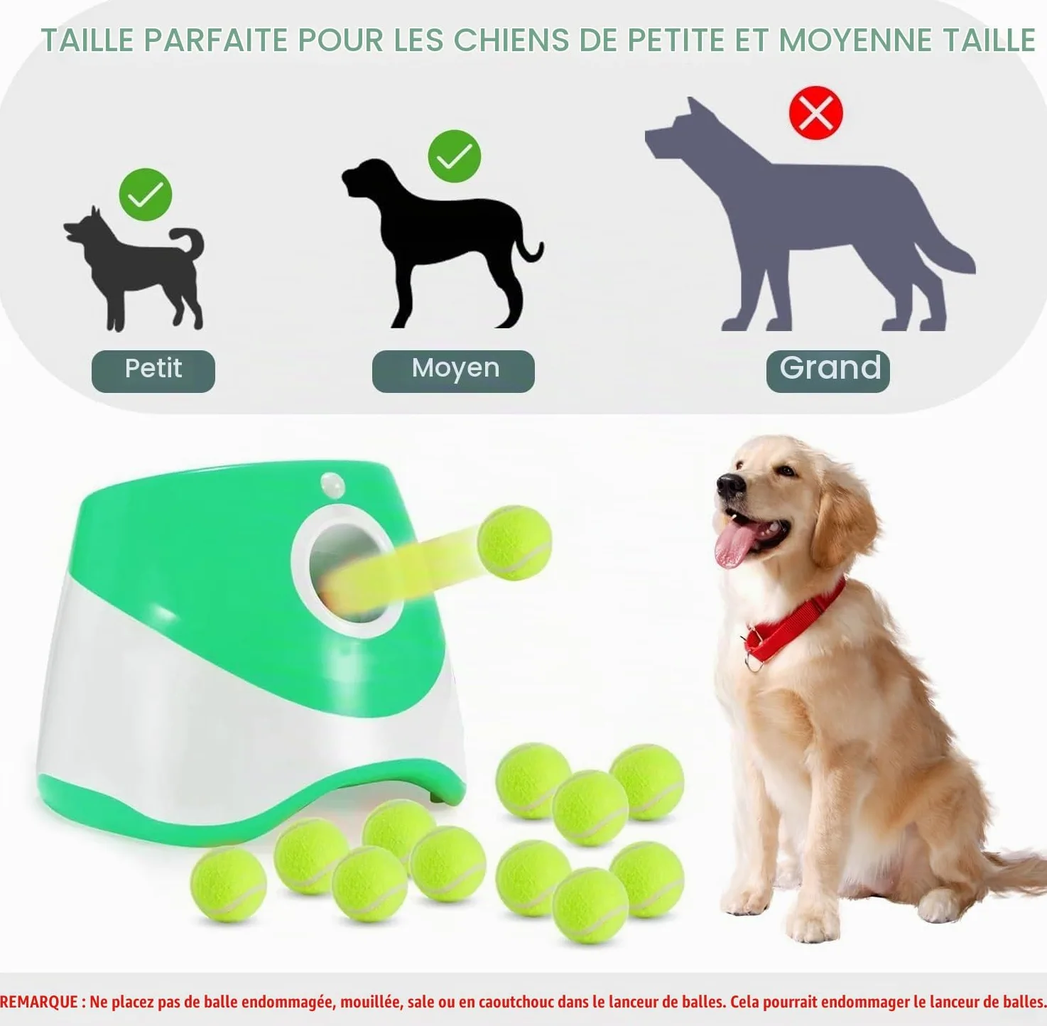 Lanceur Automatique De Balle Pour Chien, Lanceur De Balle Interactif Rechargeable à 3 Modes Pour Intérieur Et Extérieur Avec 3 Distances De Lancement Pour Chiens De Petite Et Moyenne Taille, Intérieur