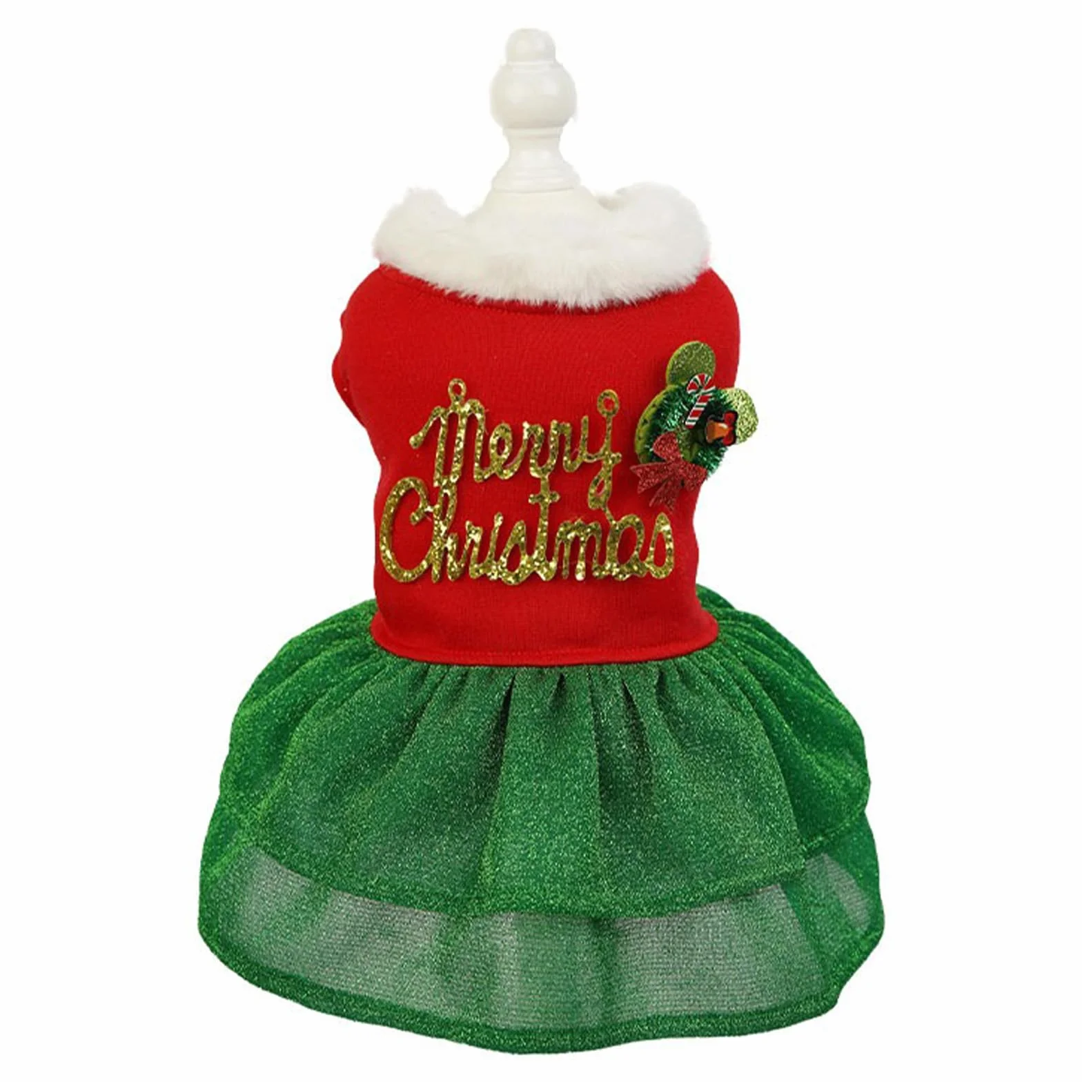 Robe de Noël pour chien en velours taille M - Costume de vacances d'hiver