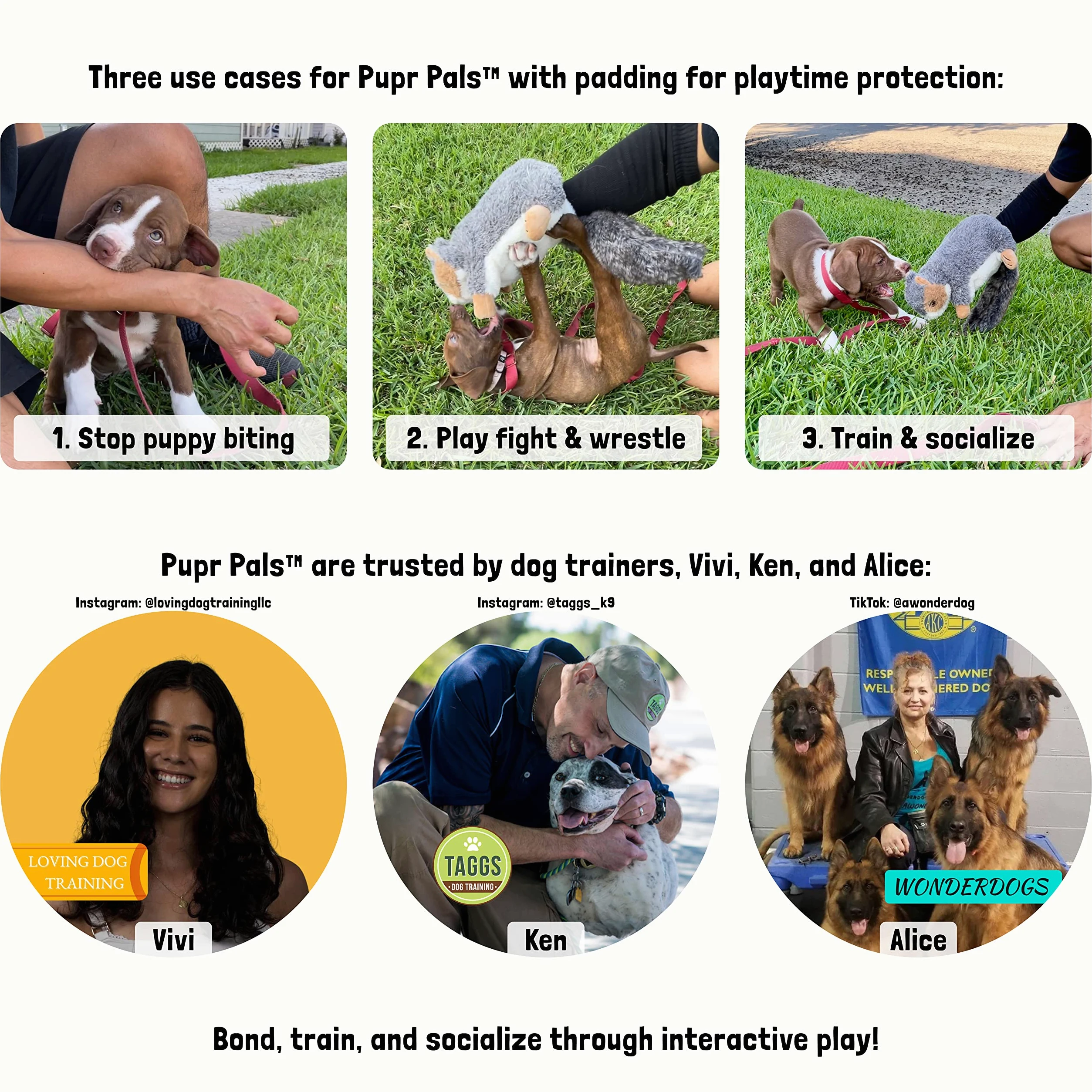 Milunova Pupr Pals Marionnette pour Chien avec Rembourrage Robuste pour Un Jeu interactif en Toute sécurité, Protection pour empêcher Les Chiots et Chatons de se Mordre Les Mains, pour l'entraînement