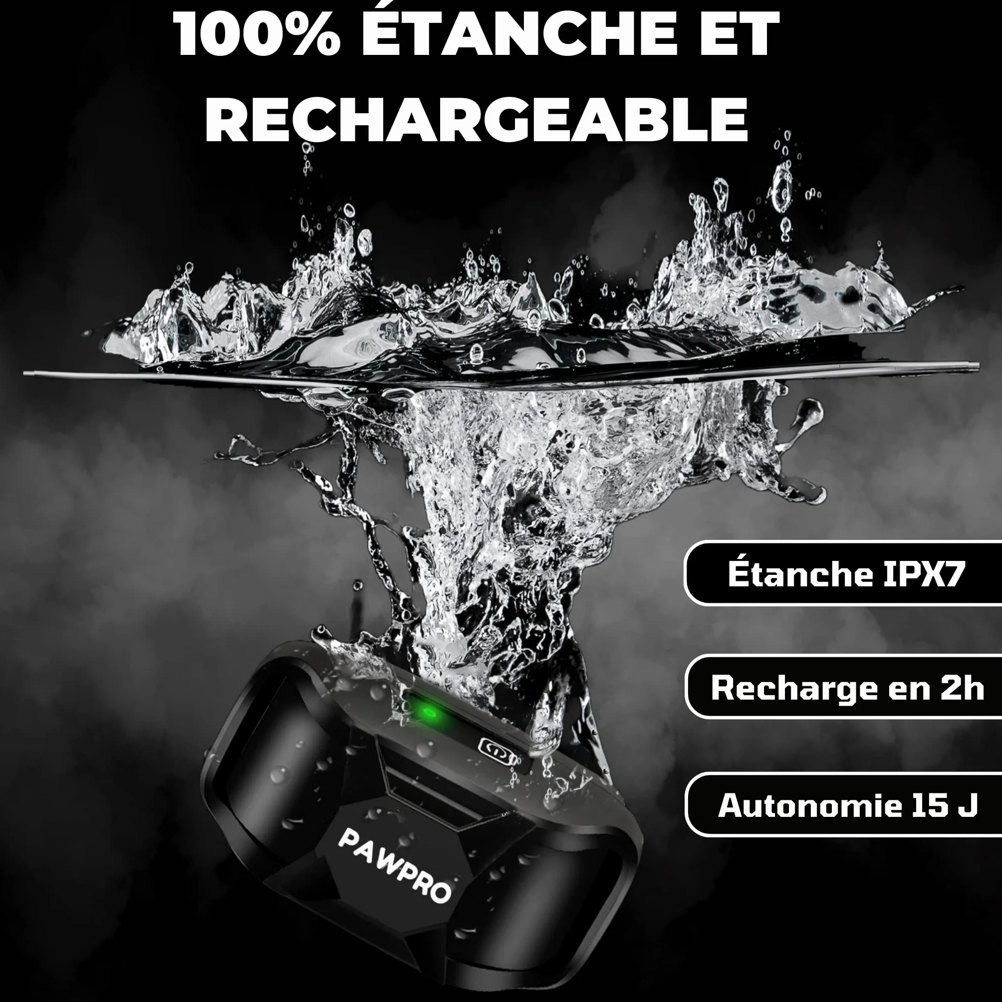 Collier de Dressage PAWPRO 3000m 3 Modes BIP Boost Vibration Conforme Loi 2024