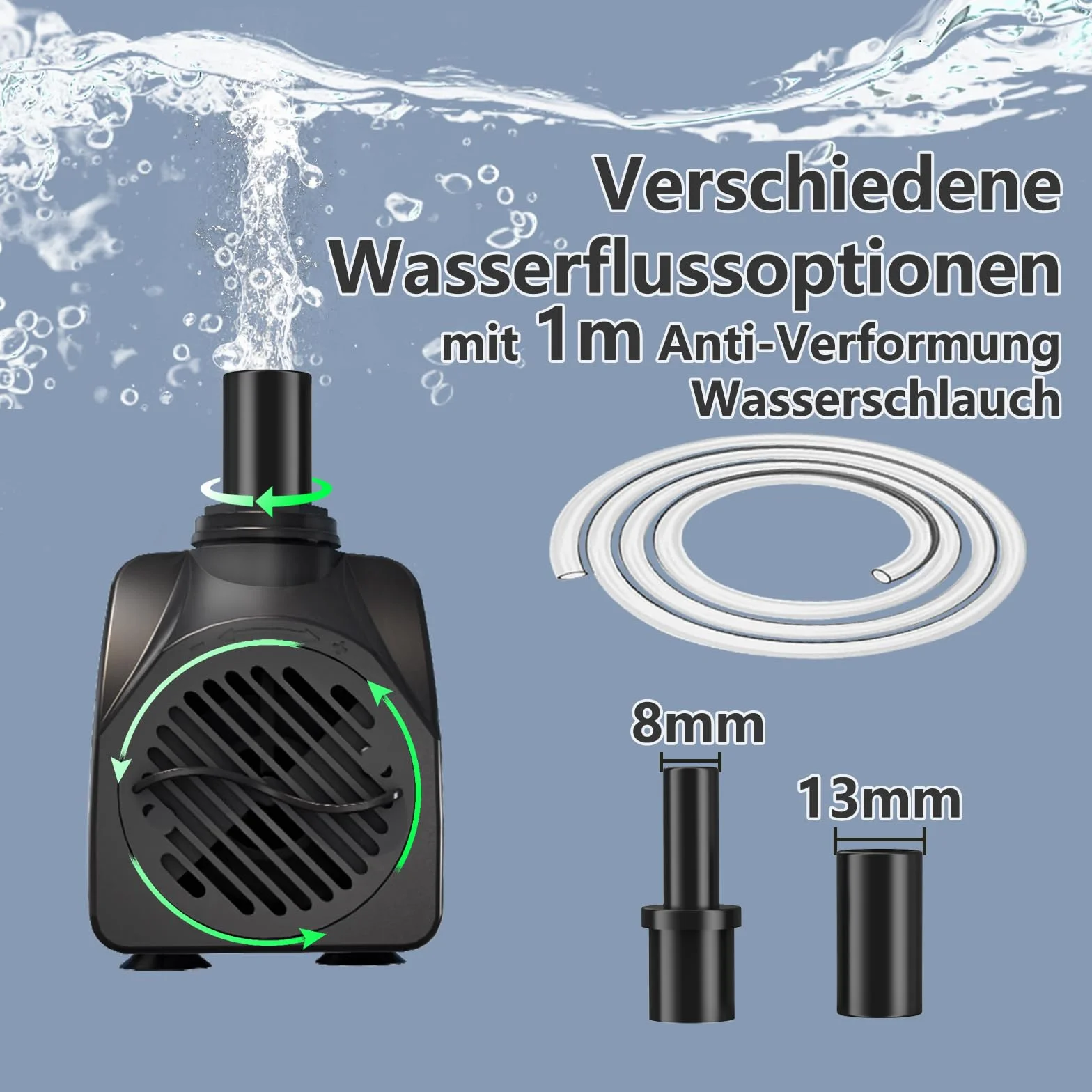 SongLong Pompe de Fontaine Ultra Silencieuse 10W 600 L/H Câble 3m