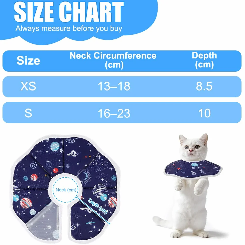 Collier de Protection Chat S Tour de Cou 16–23 cm Ajustable Anti-mordillement Post-opératoire