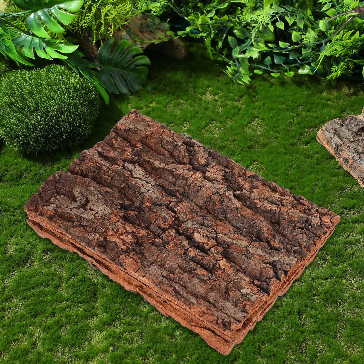 Zerodeko 3 Panneaux Fond Écorce Liège Terrarium Décor Mural Reptiles Décoration Tapis Escalade Habitat Tortue Lézard
