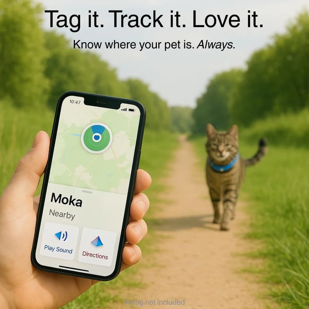 Collier pour Chat Compatible AirTag Orange – Sécurité Anti-Étranglement Réglable Léger