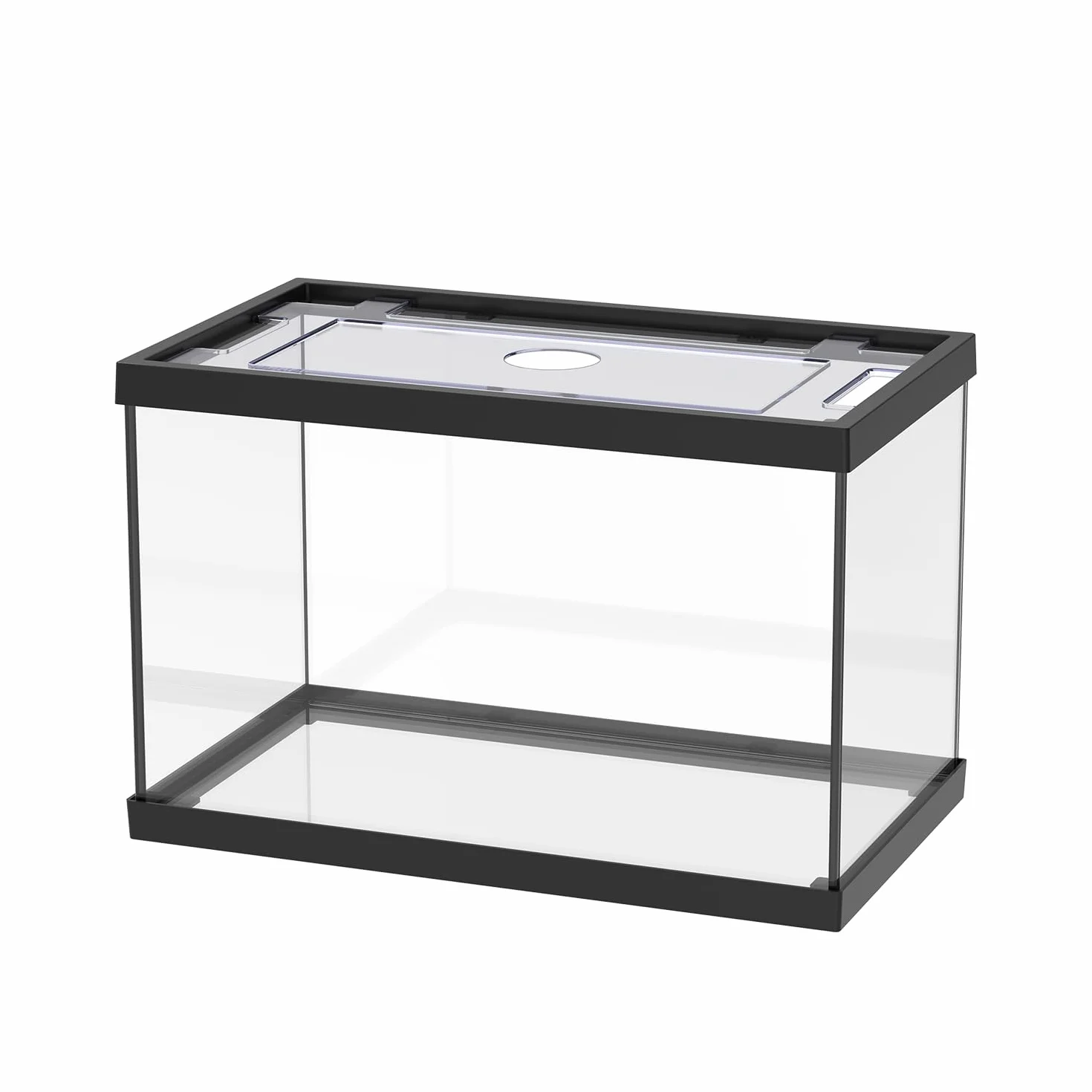 AQPET One Mini Aquarium en Verre Noir 20 litres - Aquarium Complet avec Filtre intérieur, Sable, Plante décorative et Fond - 36 x 22 x 26 cm