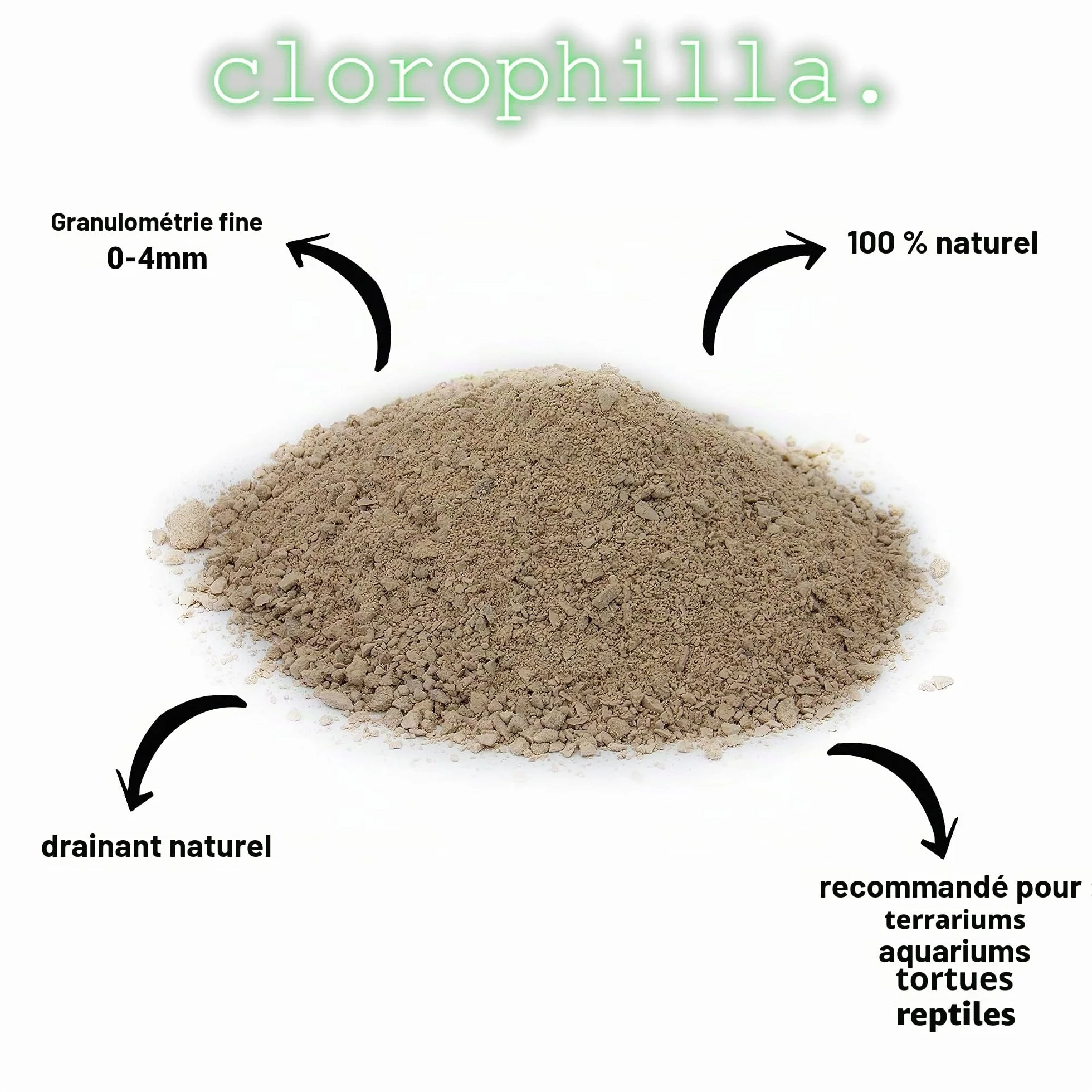 Clorophilla Sable fin 0-4 Naturel 100% pour terrariums aquariums reptiles 1 litre