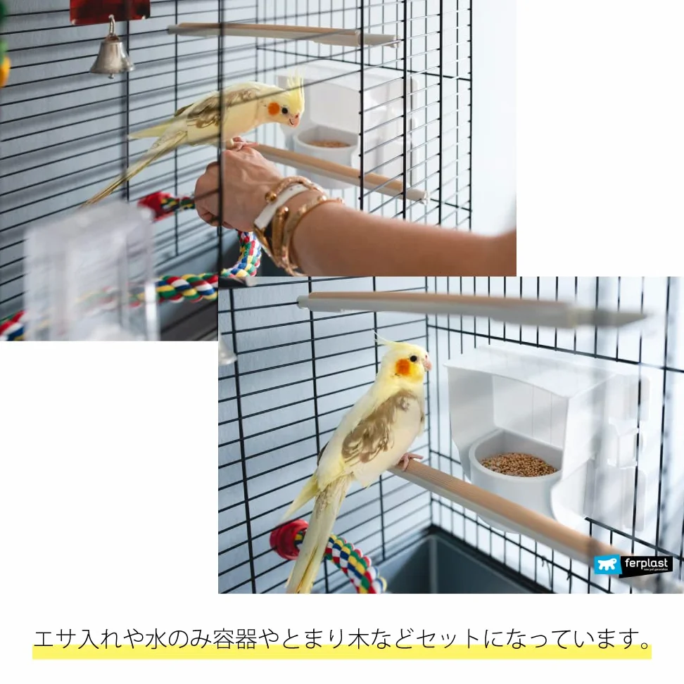 Ferplast Cage à Oiseaux Greta Grande Cage pour Canaris, Pinsons, Perruches Ondulées, Inséparables, Accessoires Inclus, 97 x 58 x 84 cm
