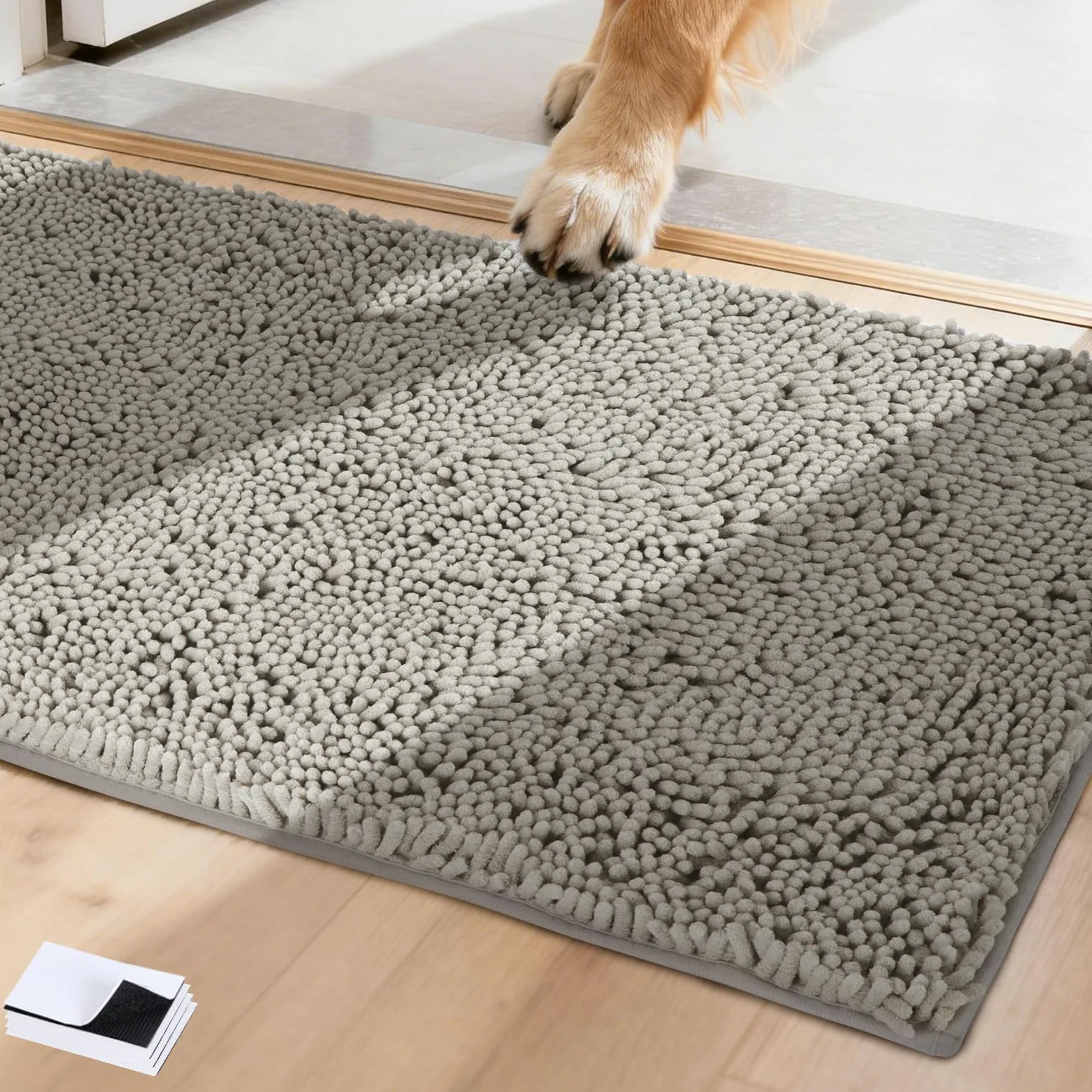 BVAGSS Tapis pour Chien à Entrée Anti-Boue,Super Absorbant Paillasson d'intérieur, Tapis d'Entrée Chenille à Séchage Rapide antidérapant, Lavable en Machine XH085 (Gris,60x90cm)