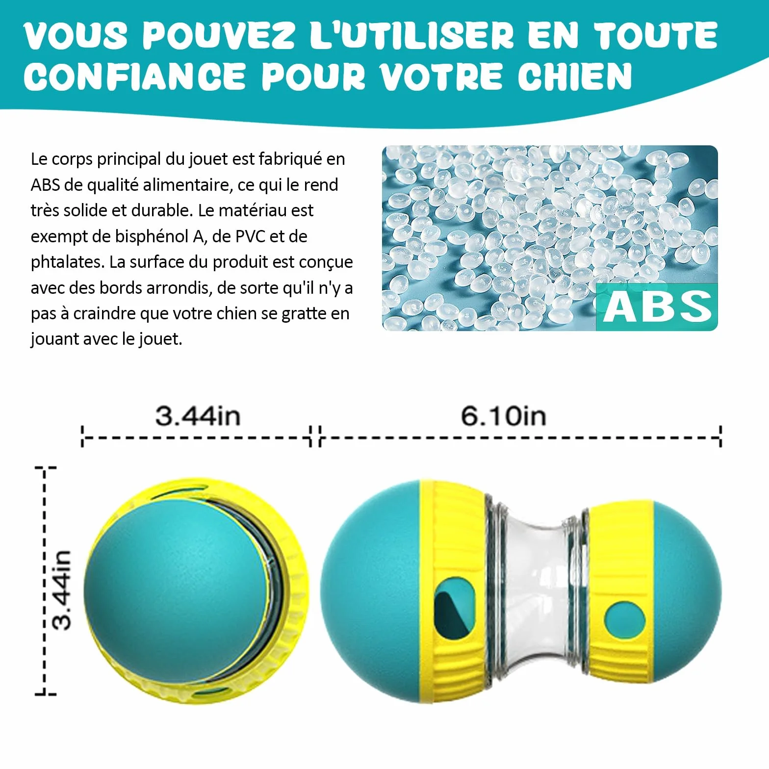 Jouet pour Chien Indestructible Interactif de Mangeoire, Distributeur Croquettes, Cadeau d'anniversaire à Couinement (Bleu)