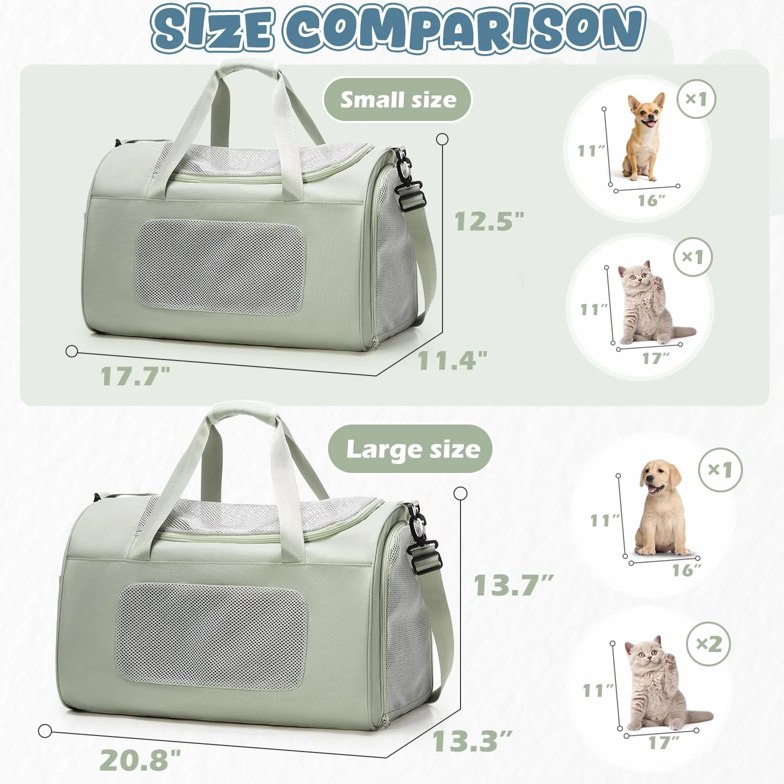 Grand Boîte de Transport Pliable pour Chats et Chiots jusqu'à 13 kg, 53×36×34 cm